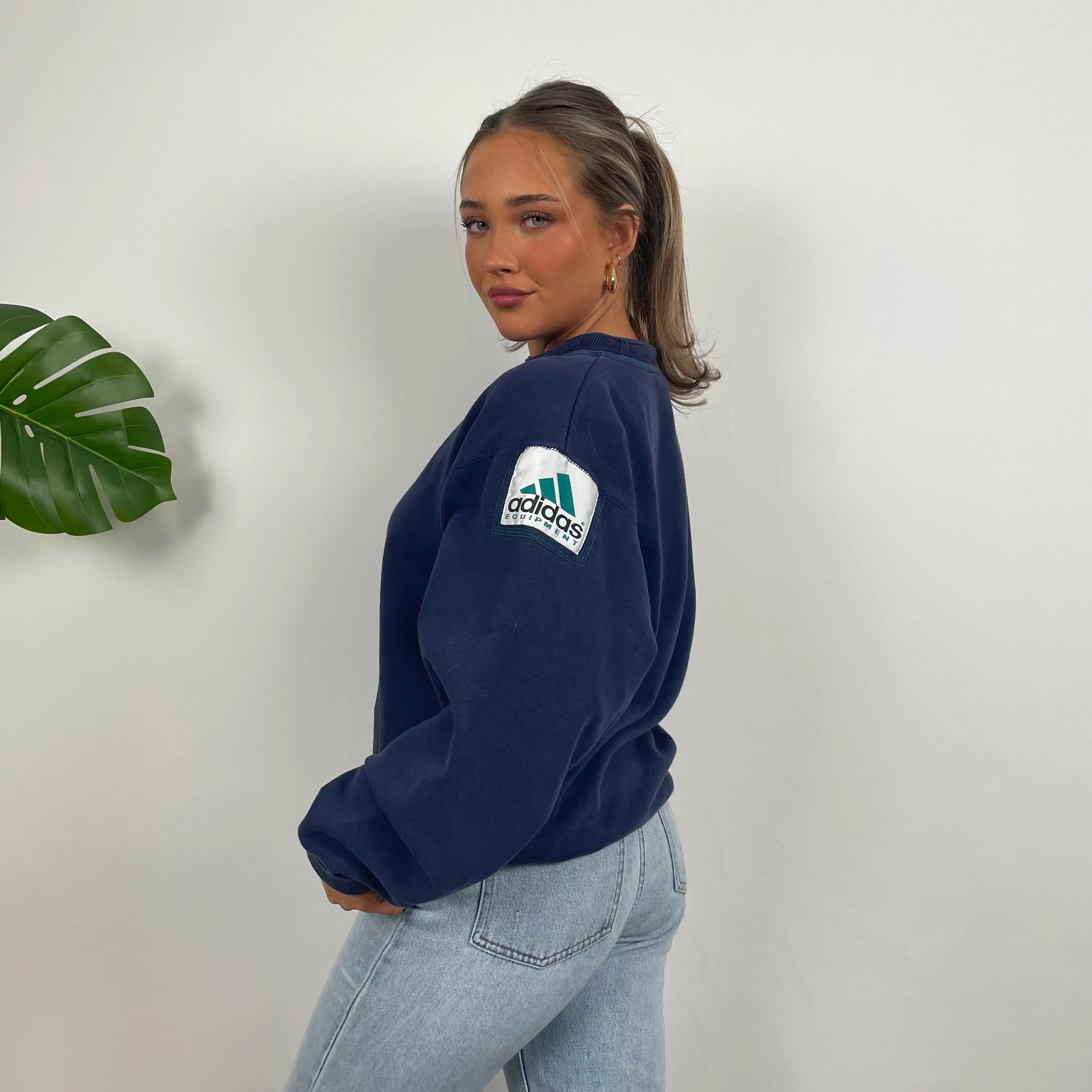 Adidas Equipment Navy Embroidered Spell Out Sweatshirt (M) - Image 5