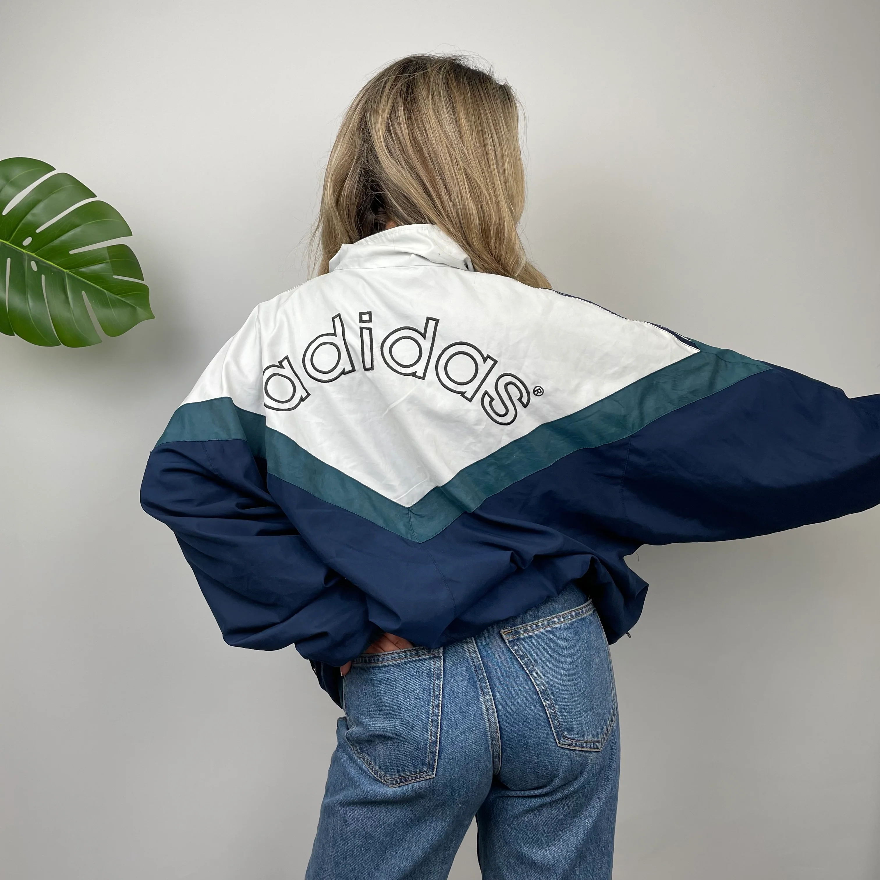 Adidas Equipment Navy Embroidered Spell Out windbreaker Jacket (L) - Image 4