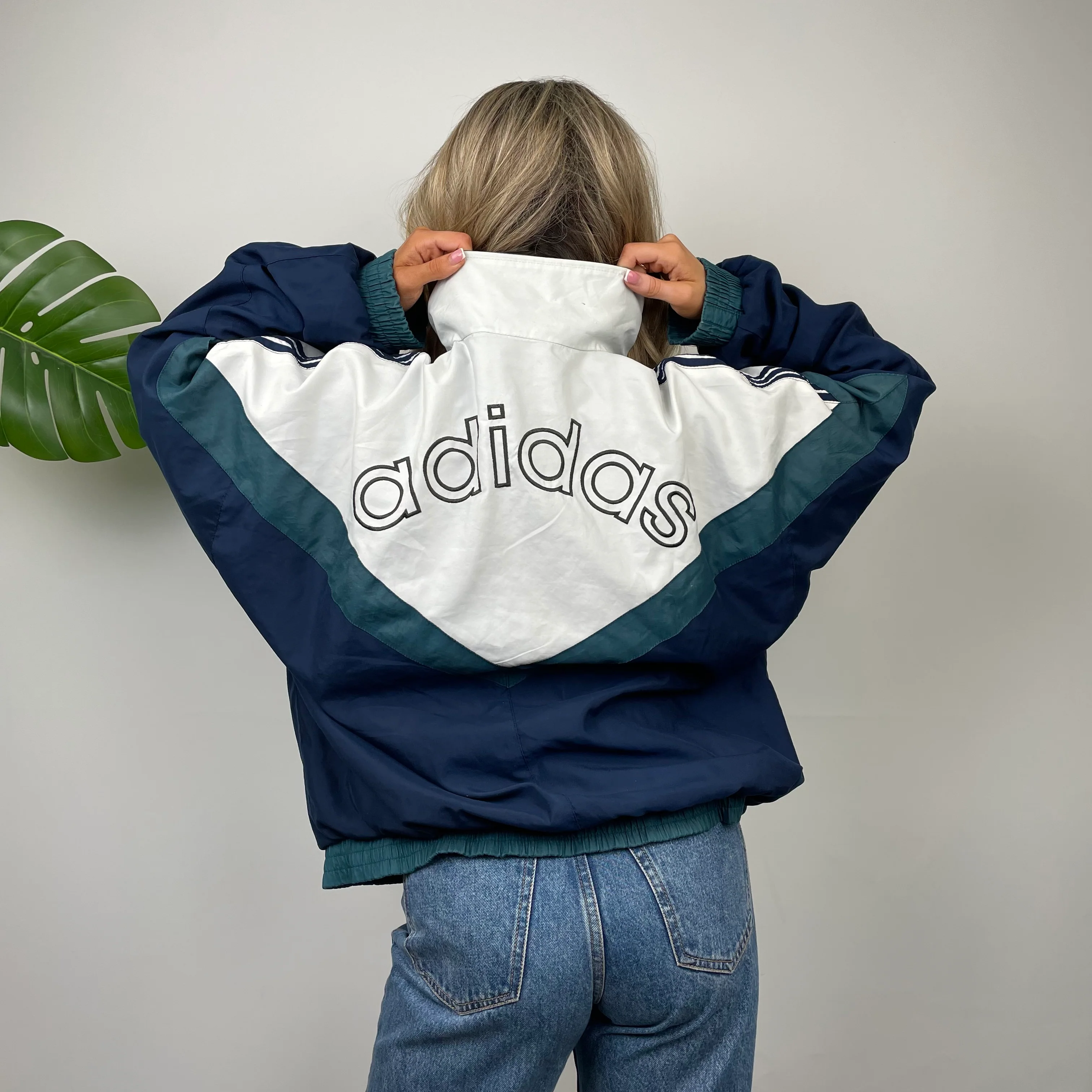 Adidas Equipment Navy Embroidered Spell Out windbreaker Jacket (L) - Image 7