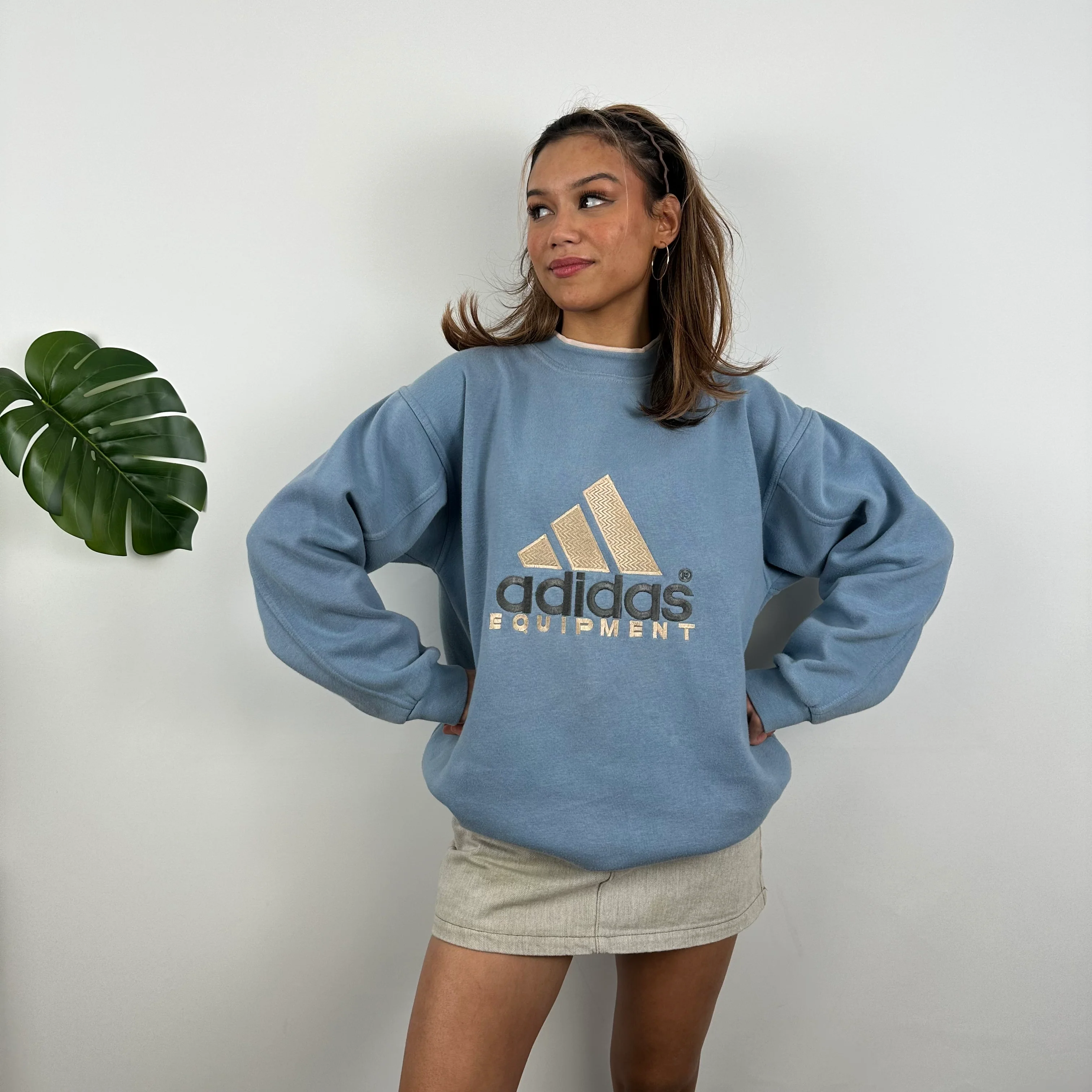 Adidas Equipment RARE Baby Blue Embroidered Spell Out Sweatshirt (L) - Image 4