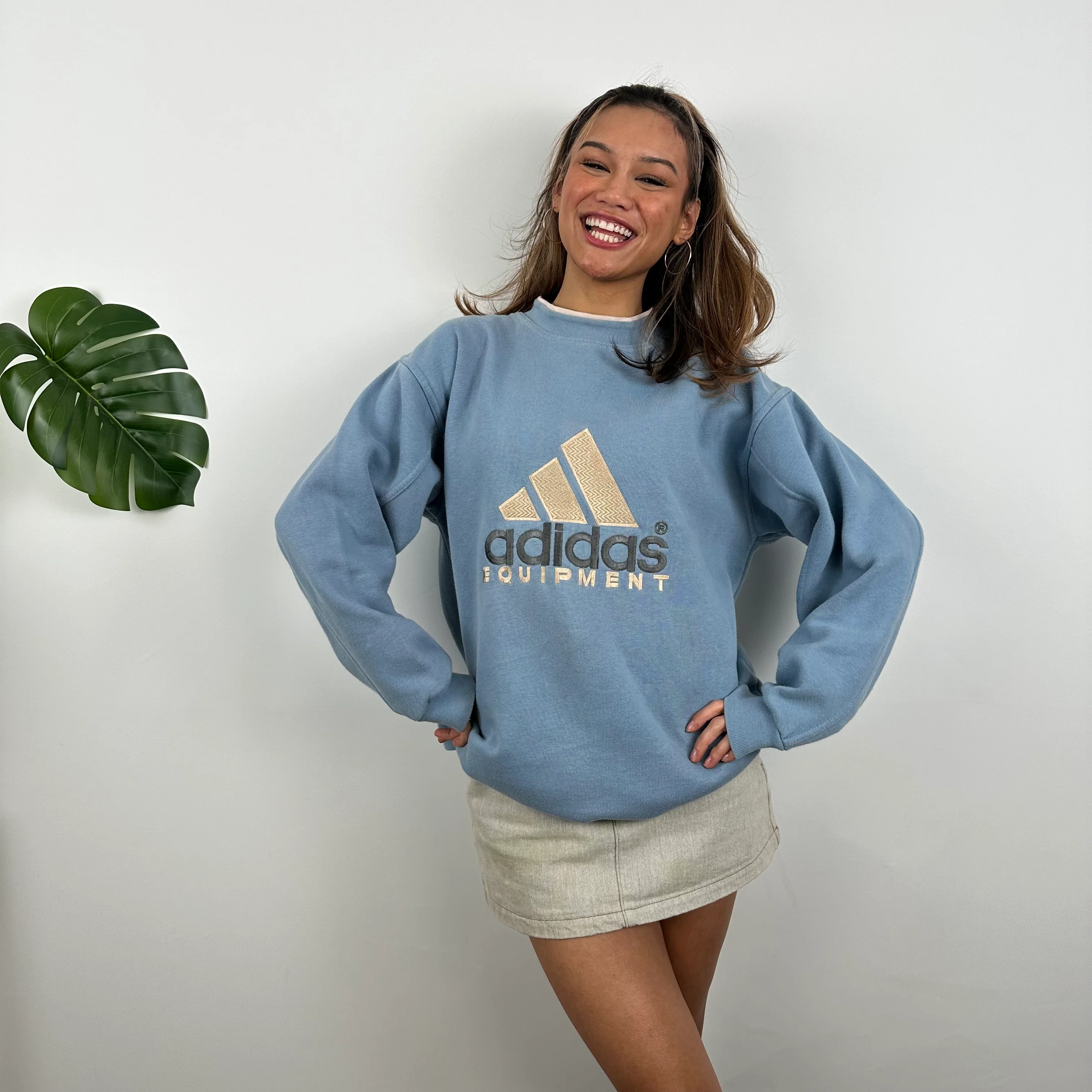 Adidas Equipment RARE Baby Blue Embroidered Spell Out Sweatshirt (L) - Image 5