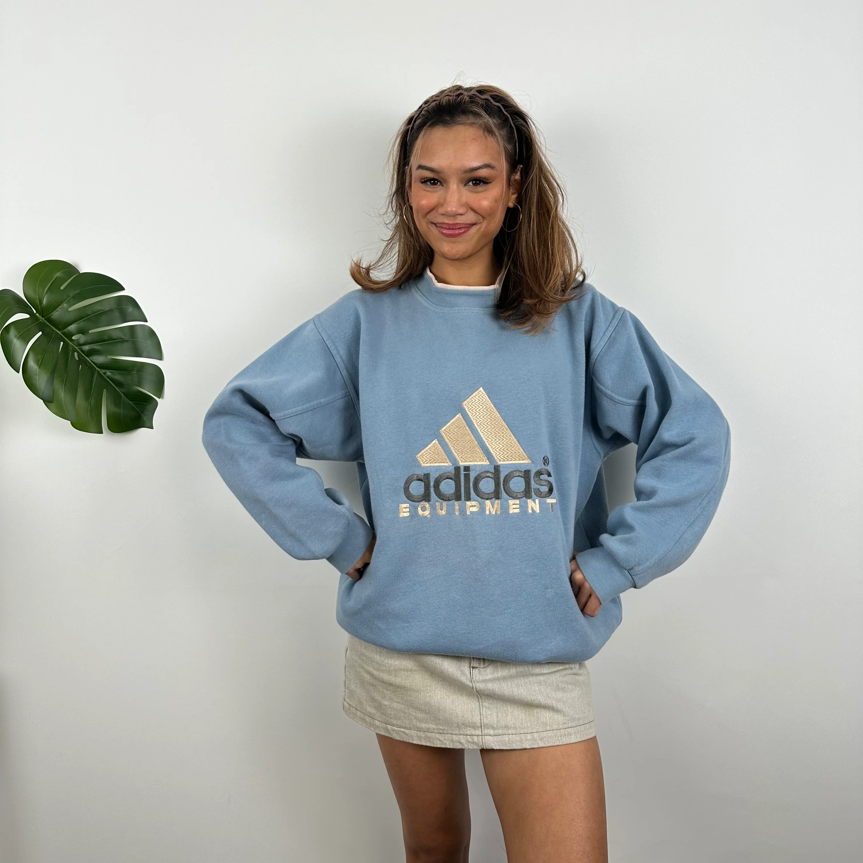 Adidas Equipment RARE Baby Blue Embroidered Spell Out Sweatshirt (L) - Image 6