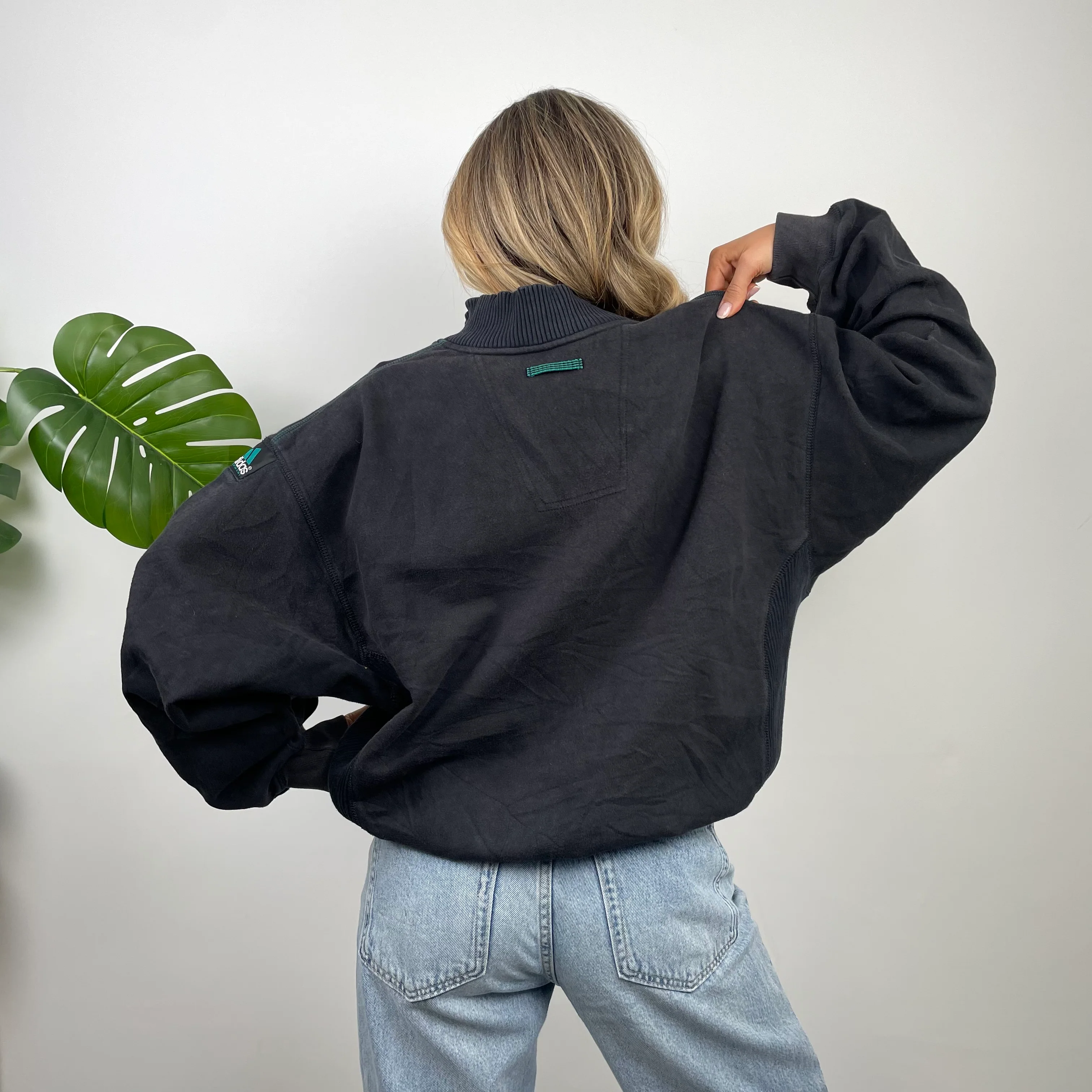 Adidas Equipment RARE Black Embroidered Spell Out Quarter Zip Up (M) - Image 4