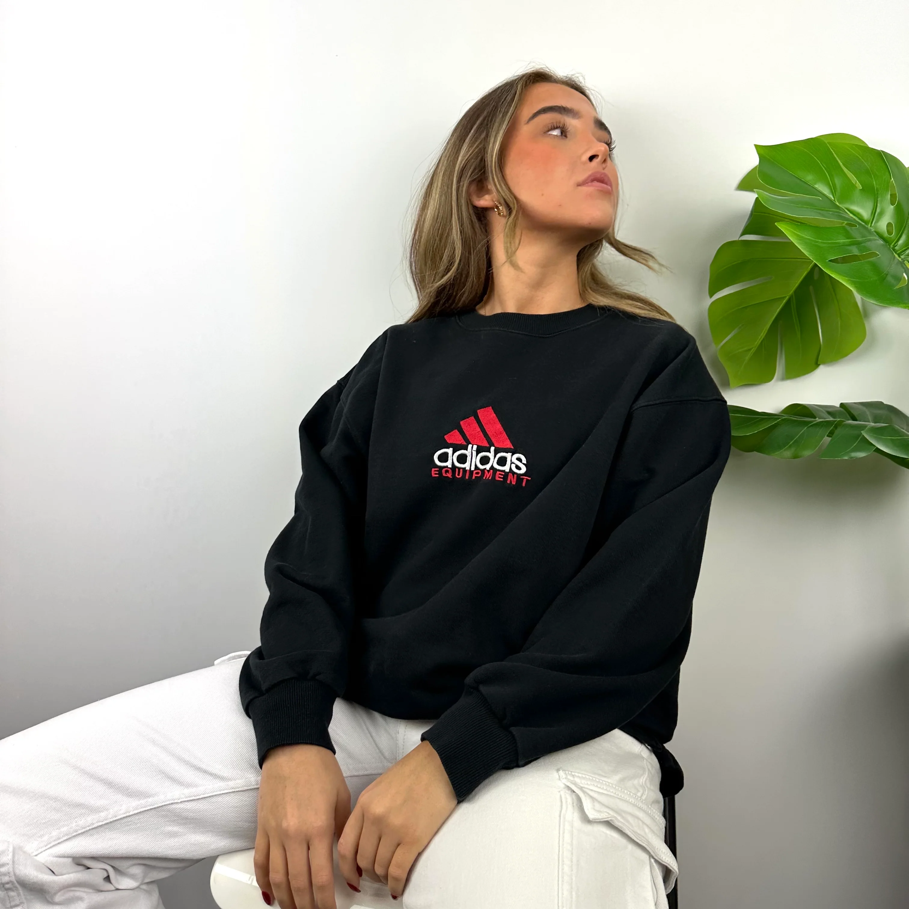 Adidas Equipment RARE Black Embroidered Spell Out Sweatshirt (L) - Image 4