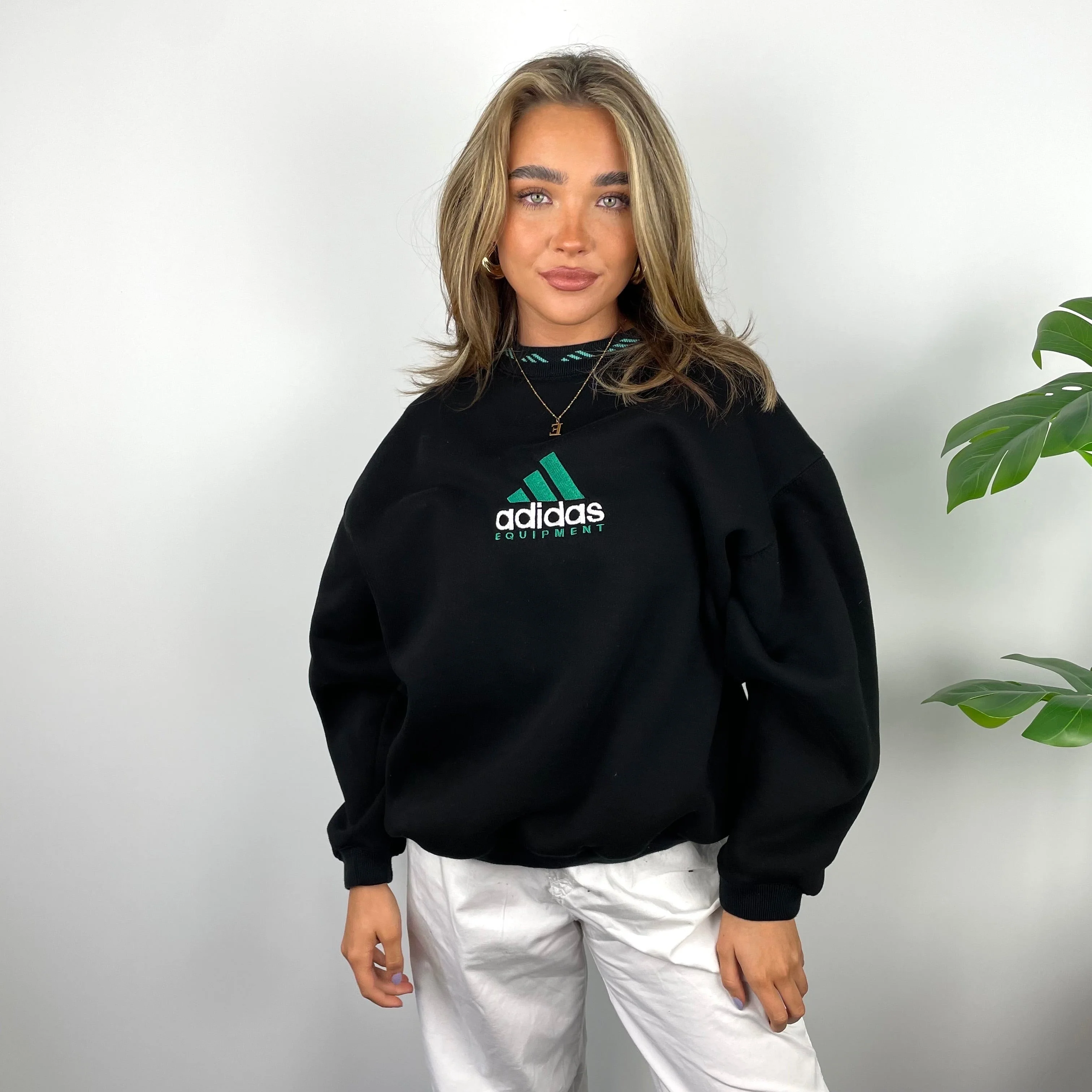 Adidas Equipment RARE Black Embroidered Spell Out Sweatshirt (L) - Image 3
