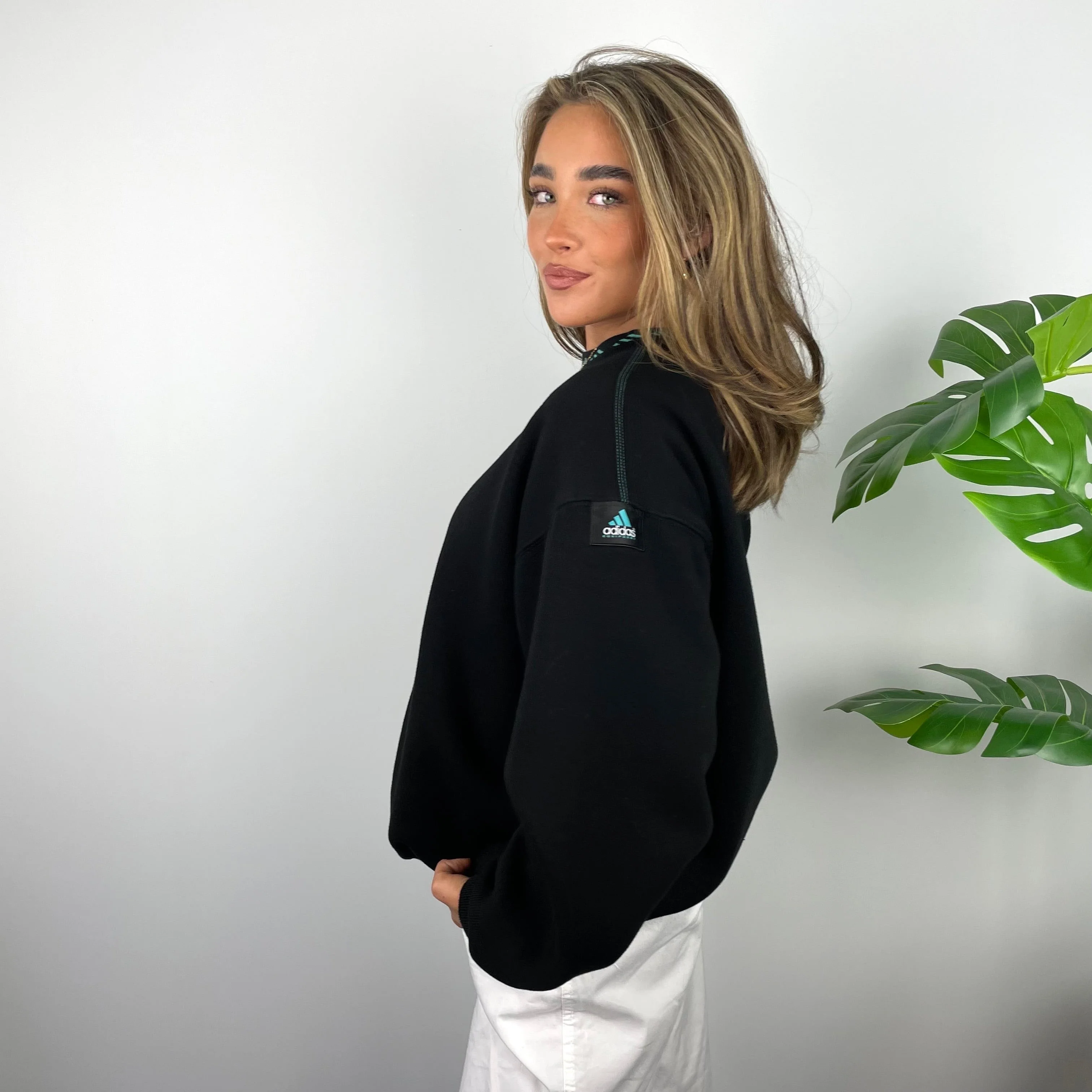 Adidas Equipment RARE Black Embroidered Spell Out Sweatshirt (L) - Image 7