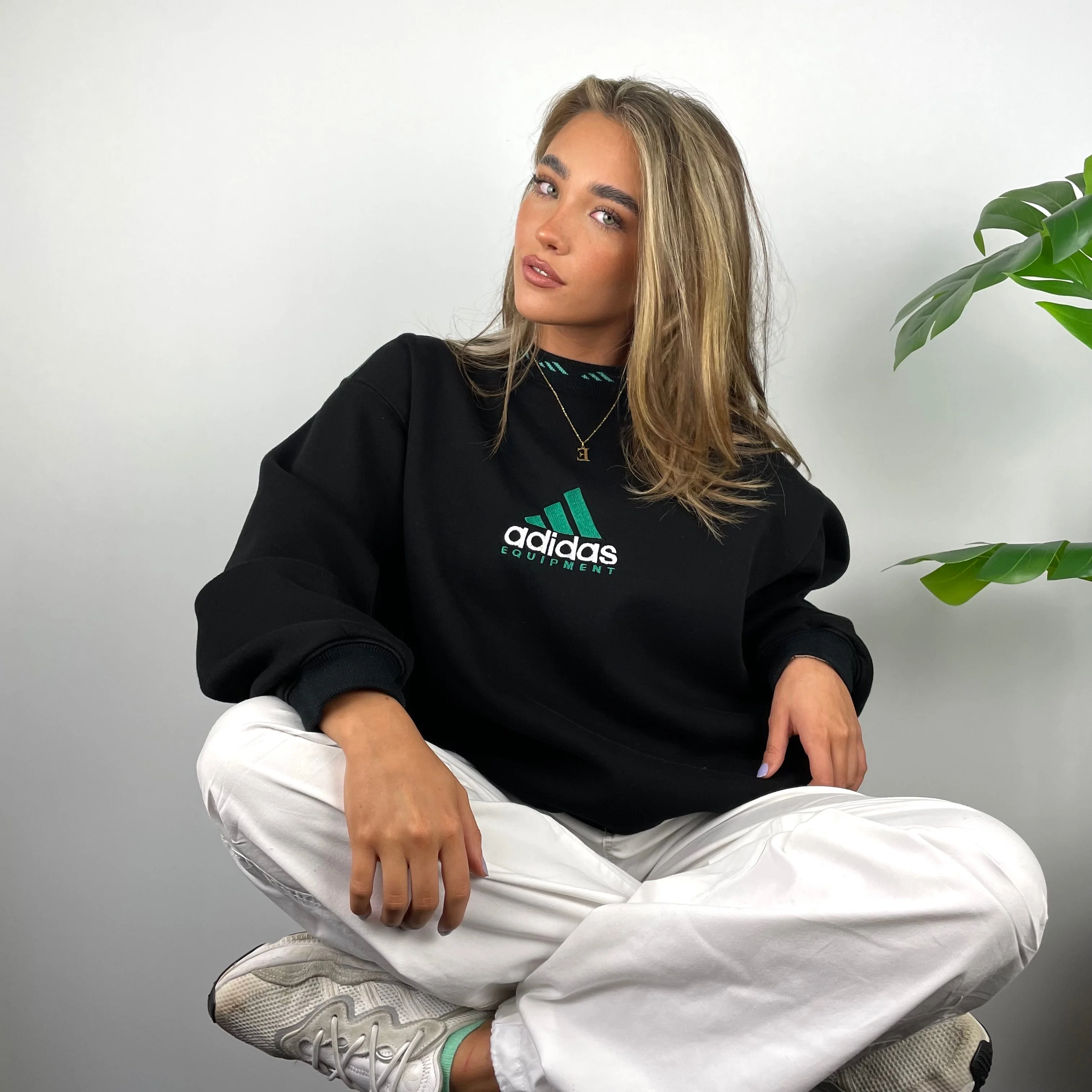 Adidas Equipment RARE Black Embroidered Spell Out Sweatshirt (L) - Image 4