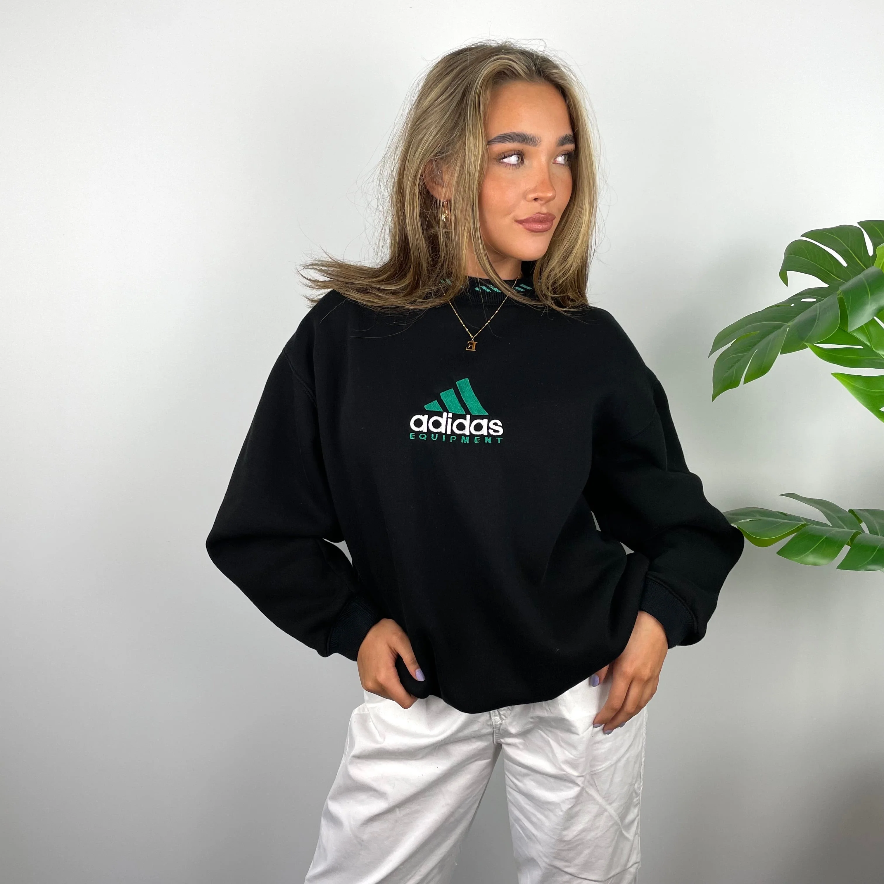 Adidas Equipment RARE Black Embroidered Spell Out Sweatshirt (L) - Image 7