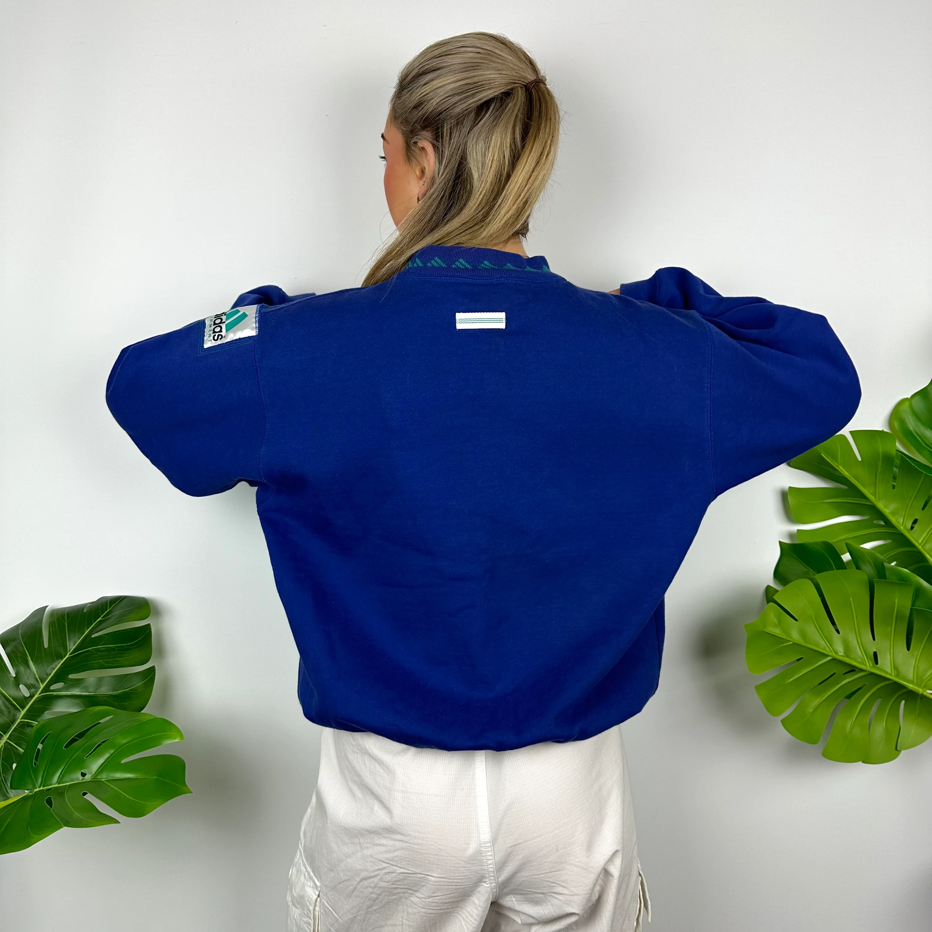 Adidas Equipment RARE Blue Embroidered Spell Out Sweatshirt (M) - Image 4