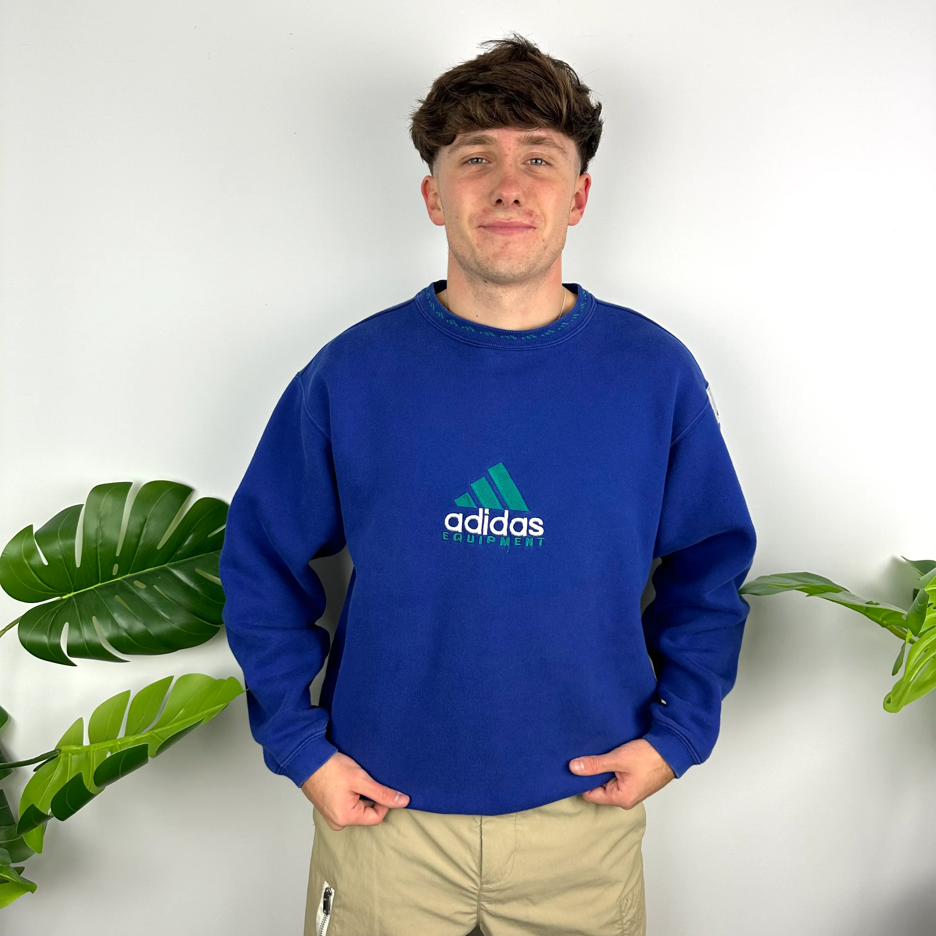 Adidas Equipment RARE Blue Embroidered Spell Out Sweatshirt (M) - Image 5