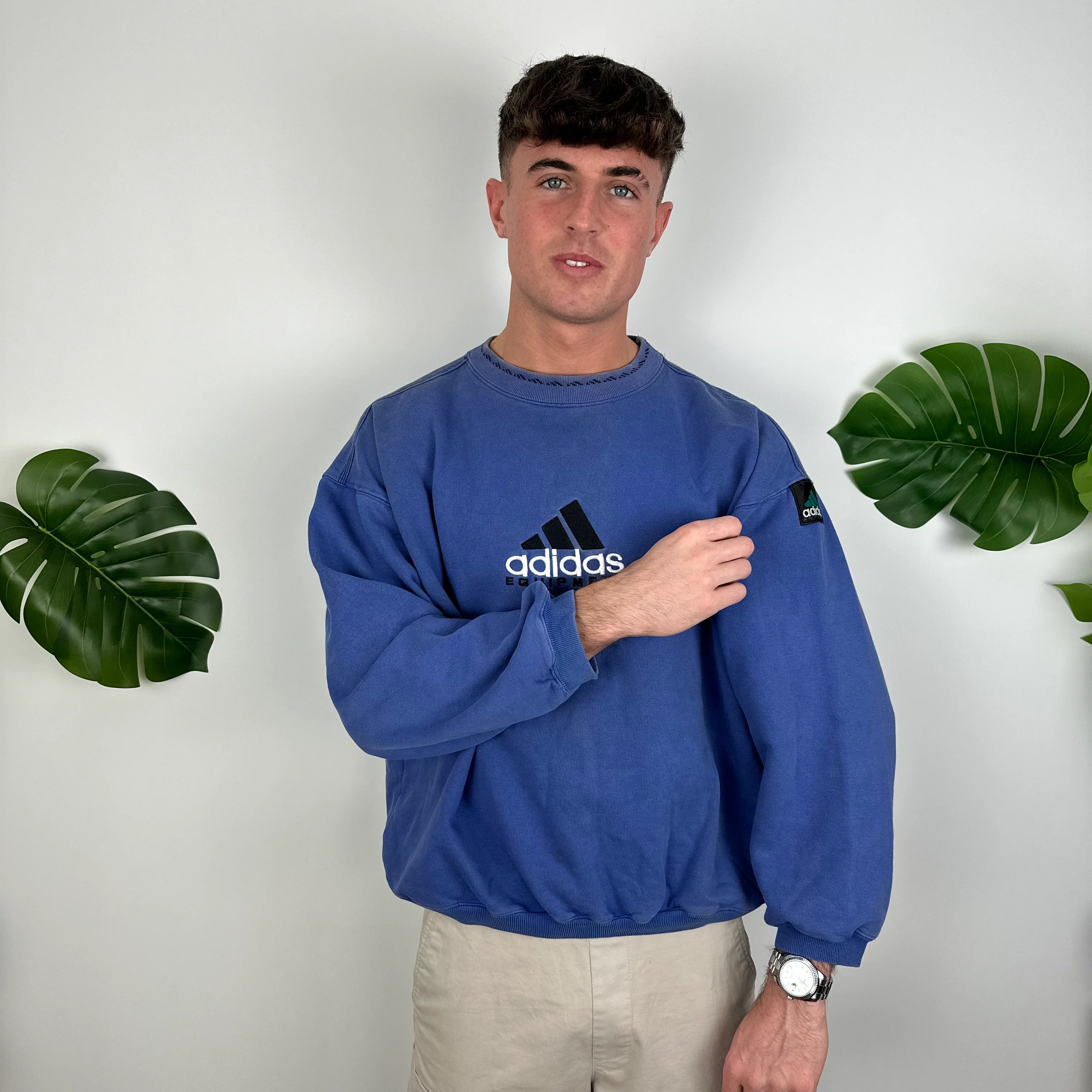 Adidas Equipment RARE Blue Embroidered Spell Out Sweatshirt (L) - Image 5