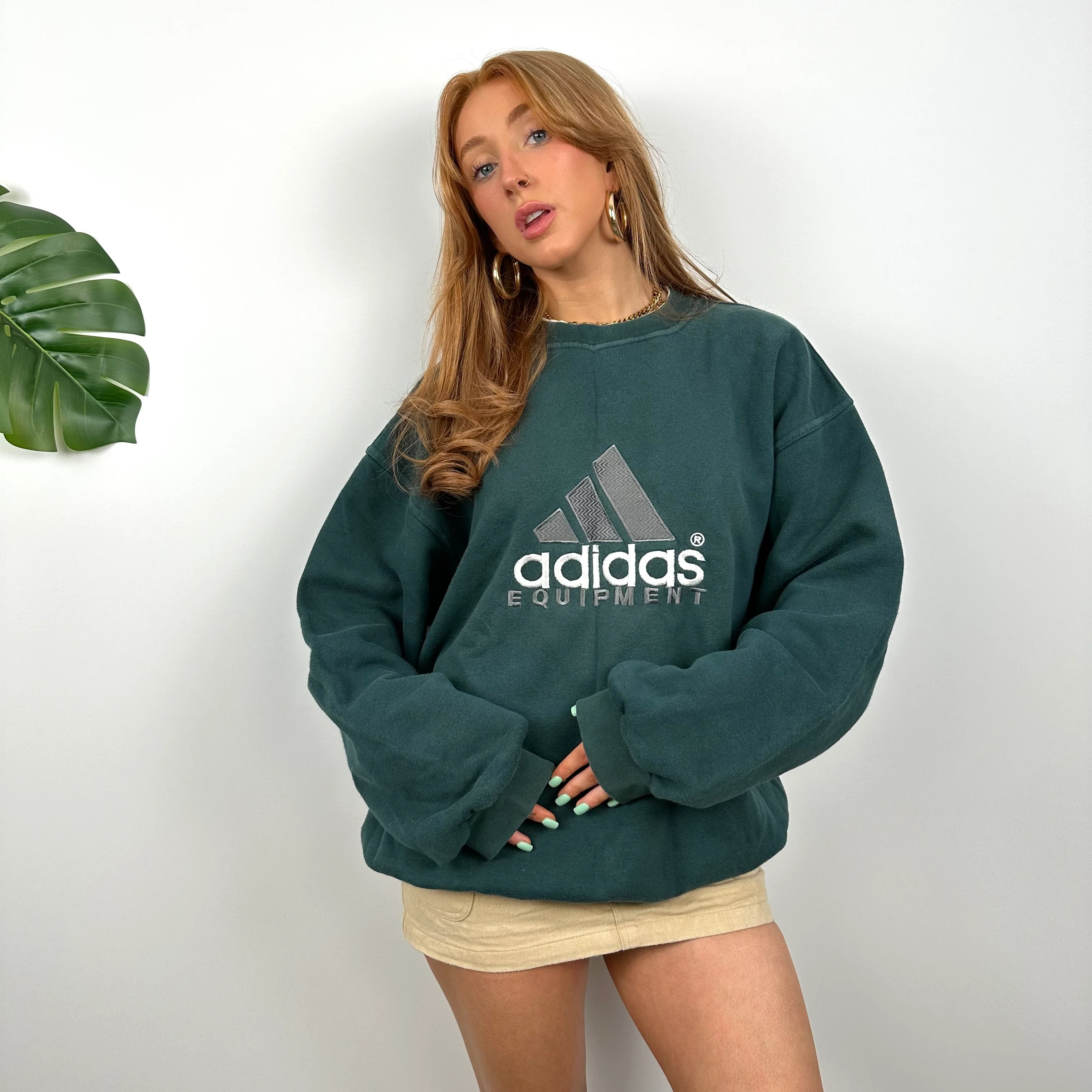 Adidas Equipment RARE Green Embroidered Spell Out Sweatshirt (L) - Image 2