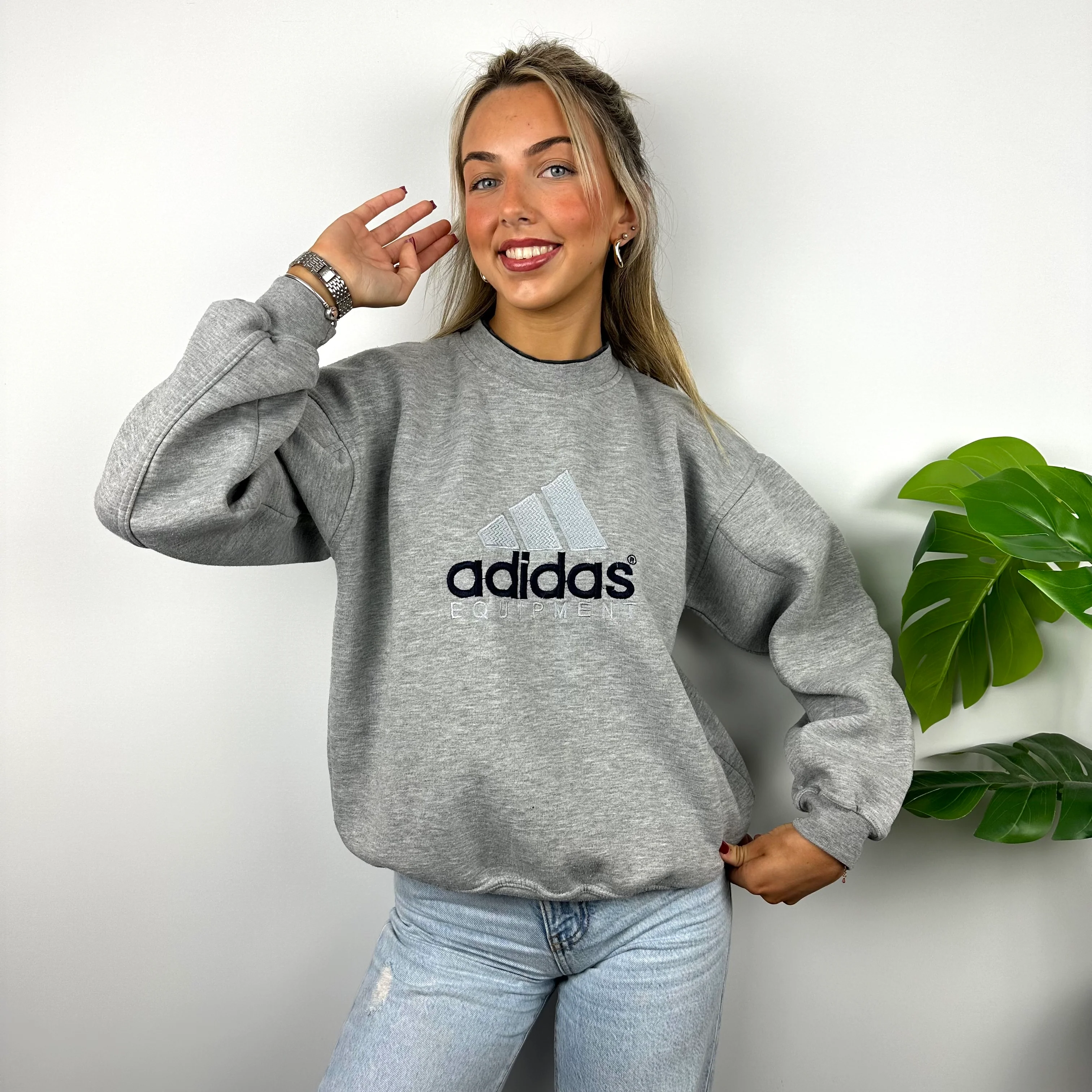 Adidas Equipment RARE Grey Embroidered Spell Out Sweatshirt (M) - Image 8