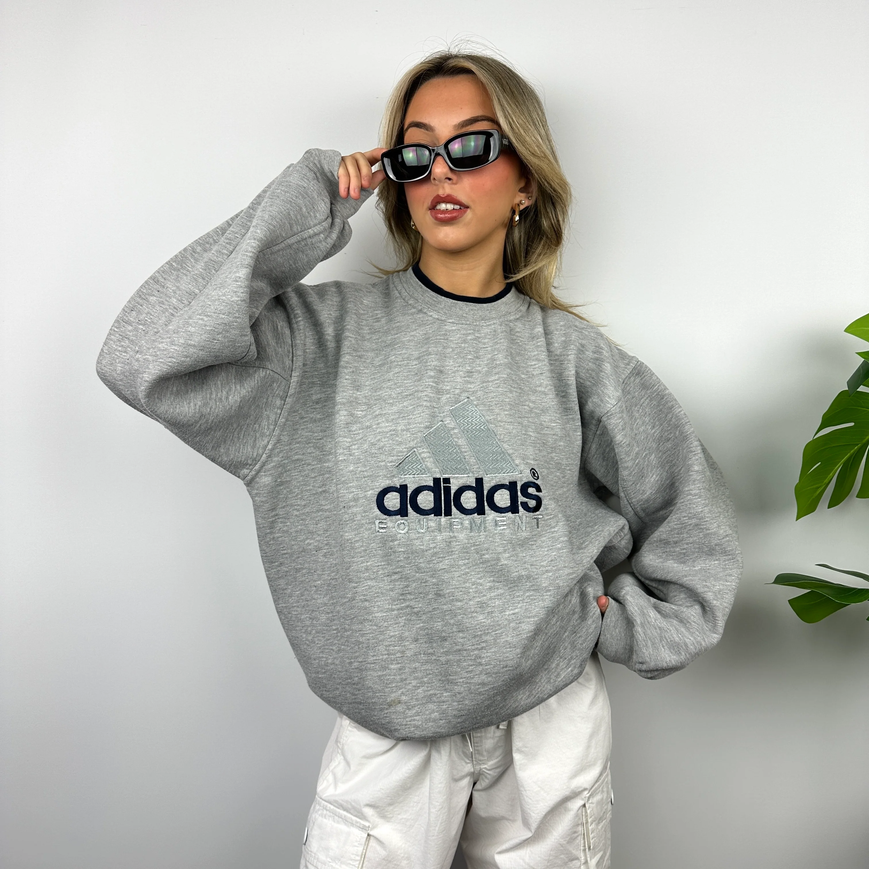 Adidas Equipment RARE Grey Embroidered Spell Out Sweatshirt (XL) - Image 2