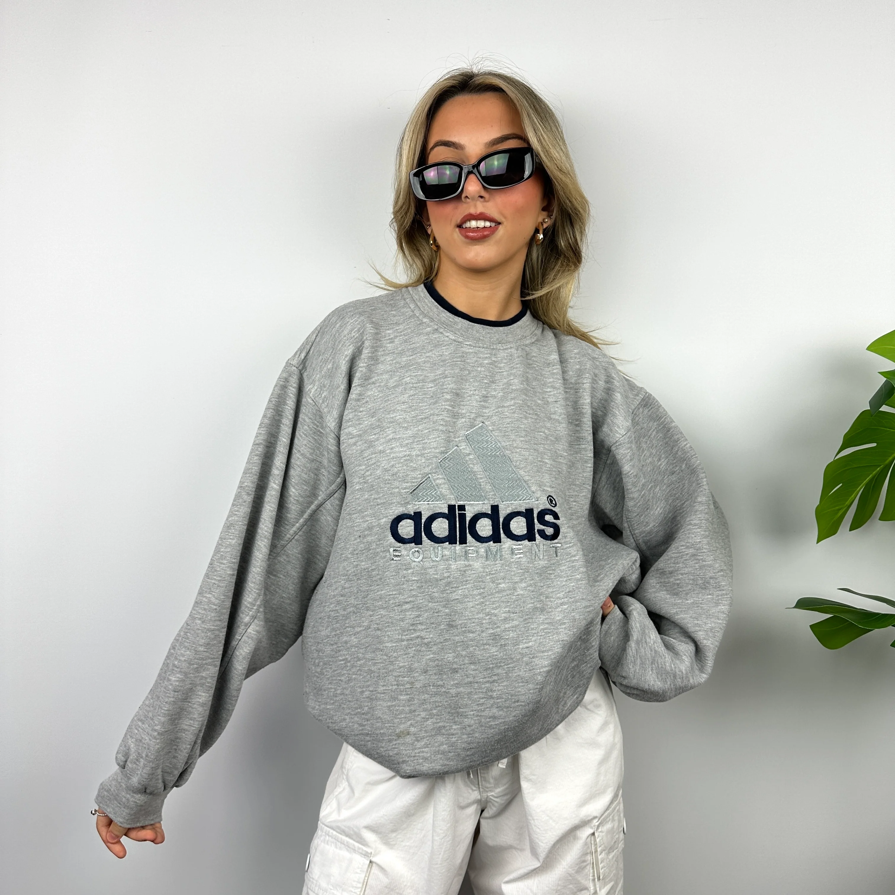 Adidas Equipment RARE Grey Embroidered Spell Out Sweatshirt (XL) - Image 7