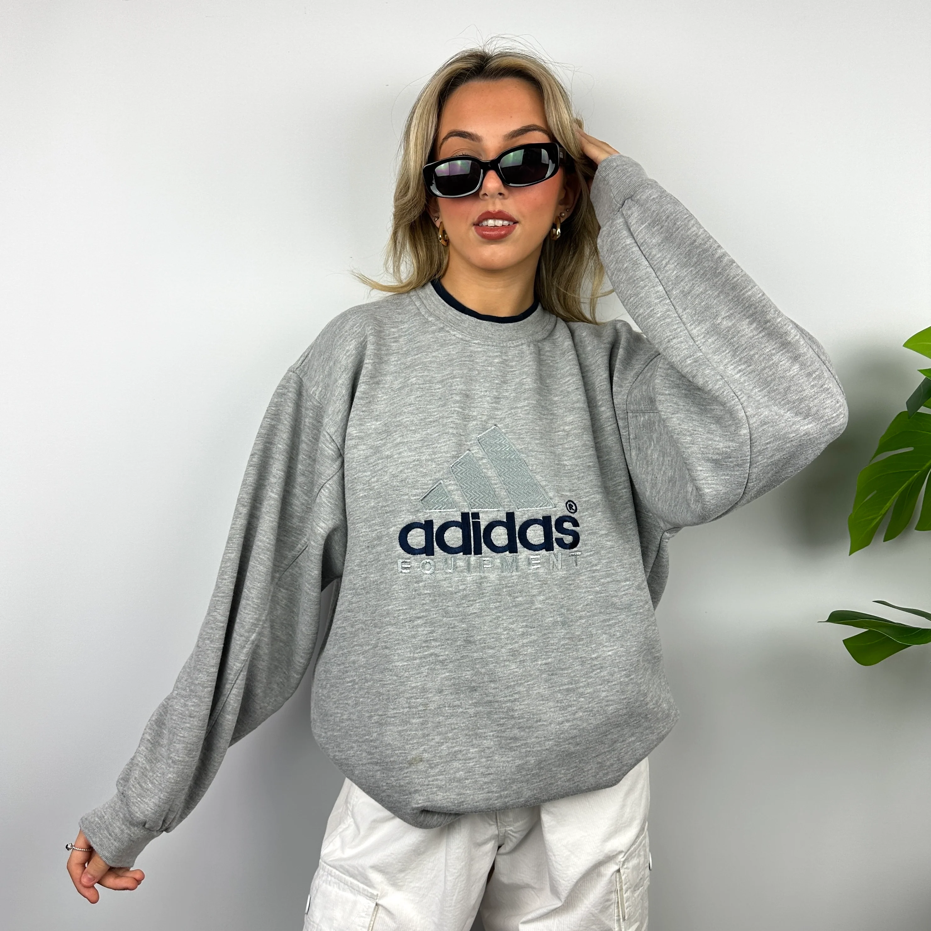 Adidas Equipment RARE Grey Embroidered Spell Out Sweatshirt (XL) - Image 9