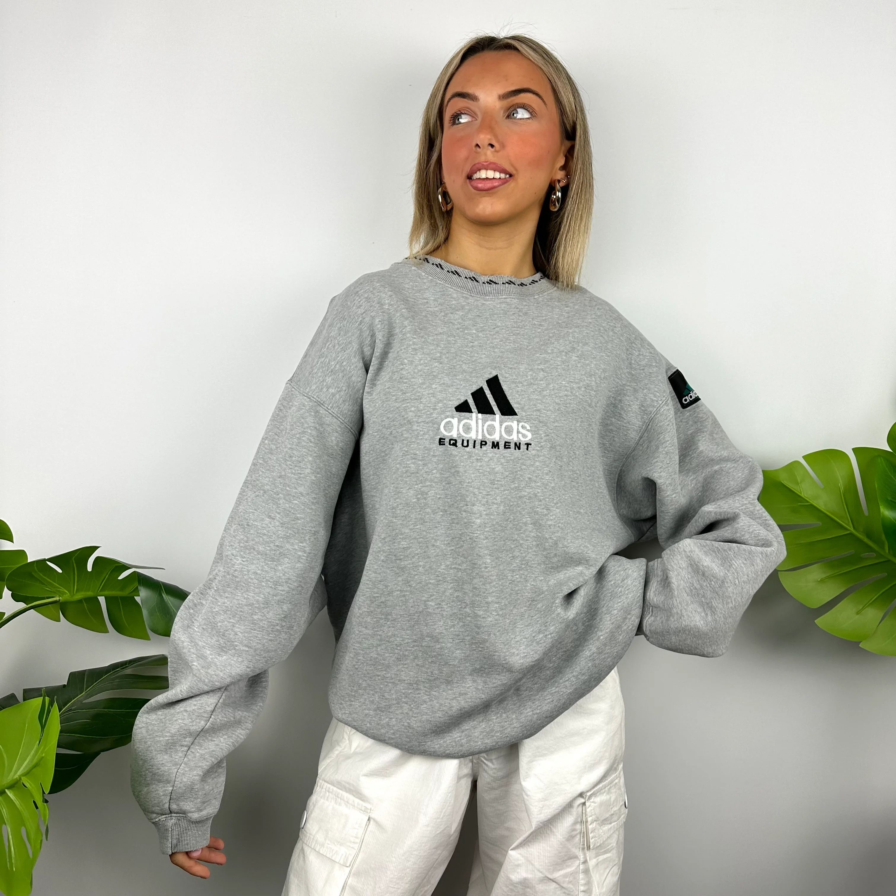 Adidas Equipment RARE Grey Embroidered Spell Out Sweatshirt (XL) - Image 8
