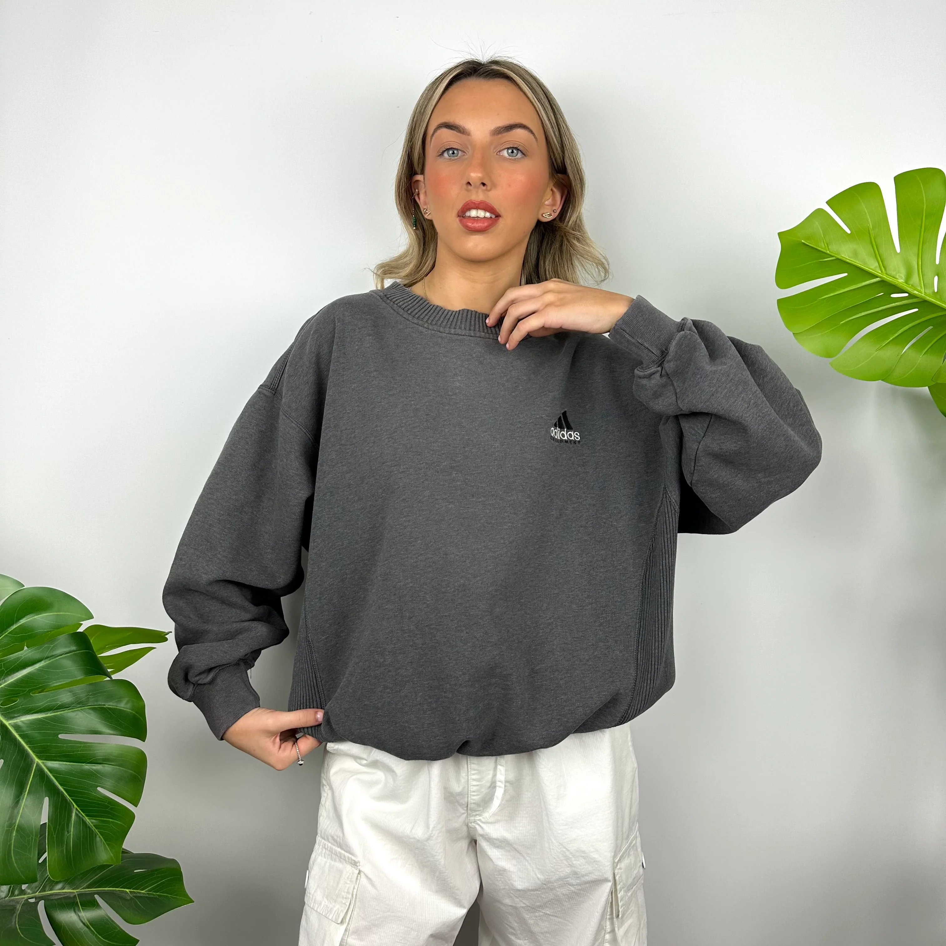 Adidas Equipment RARE Grey Embroidered Spell Out Sweatshirt (M) - Image 6