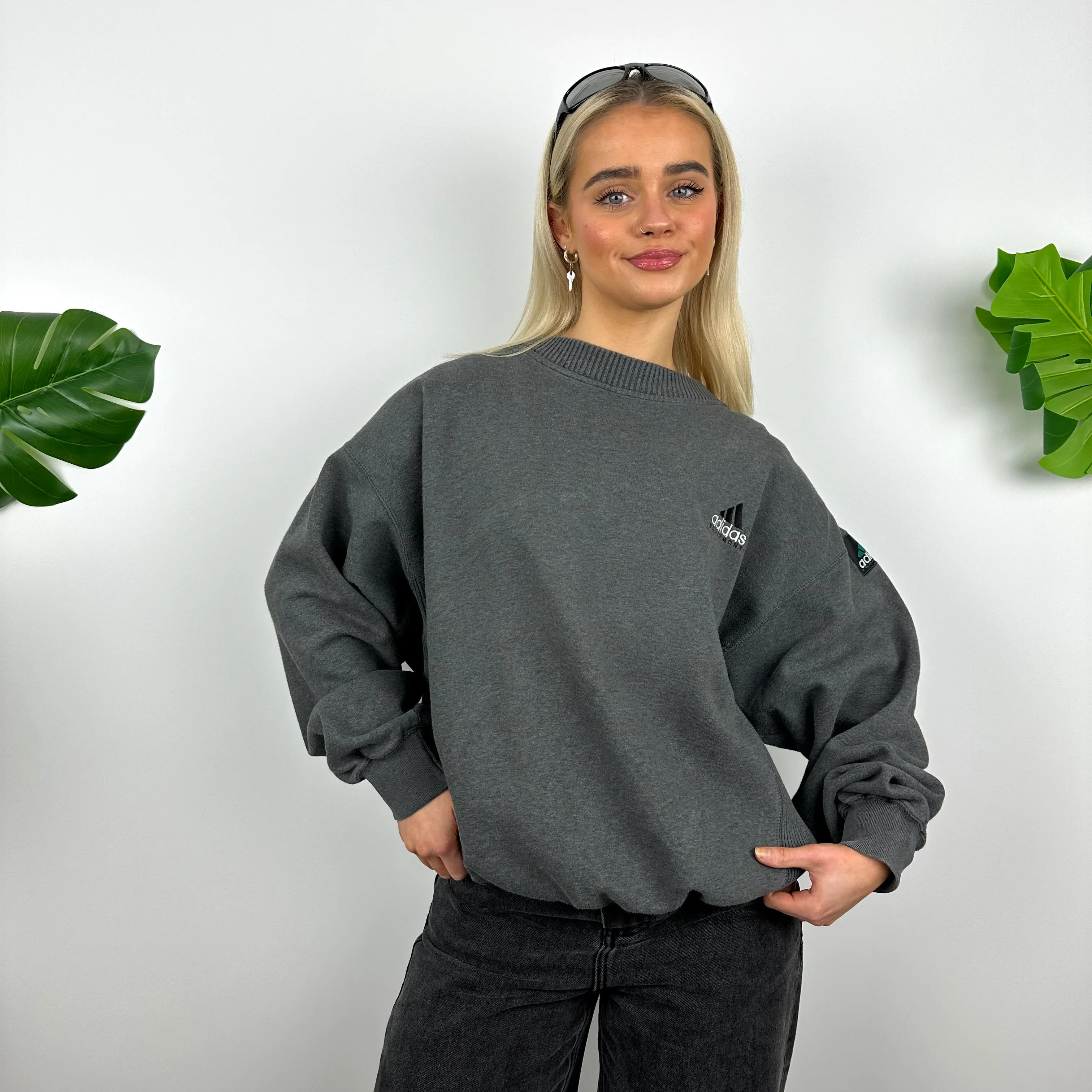 Adidas Equipment RARE Grey Embroidered Spell Out Sweatshirt (M) - Image 3