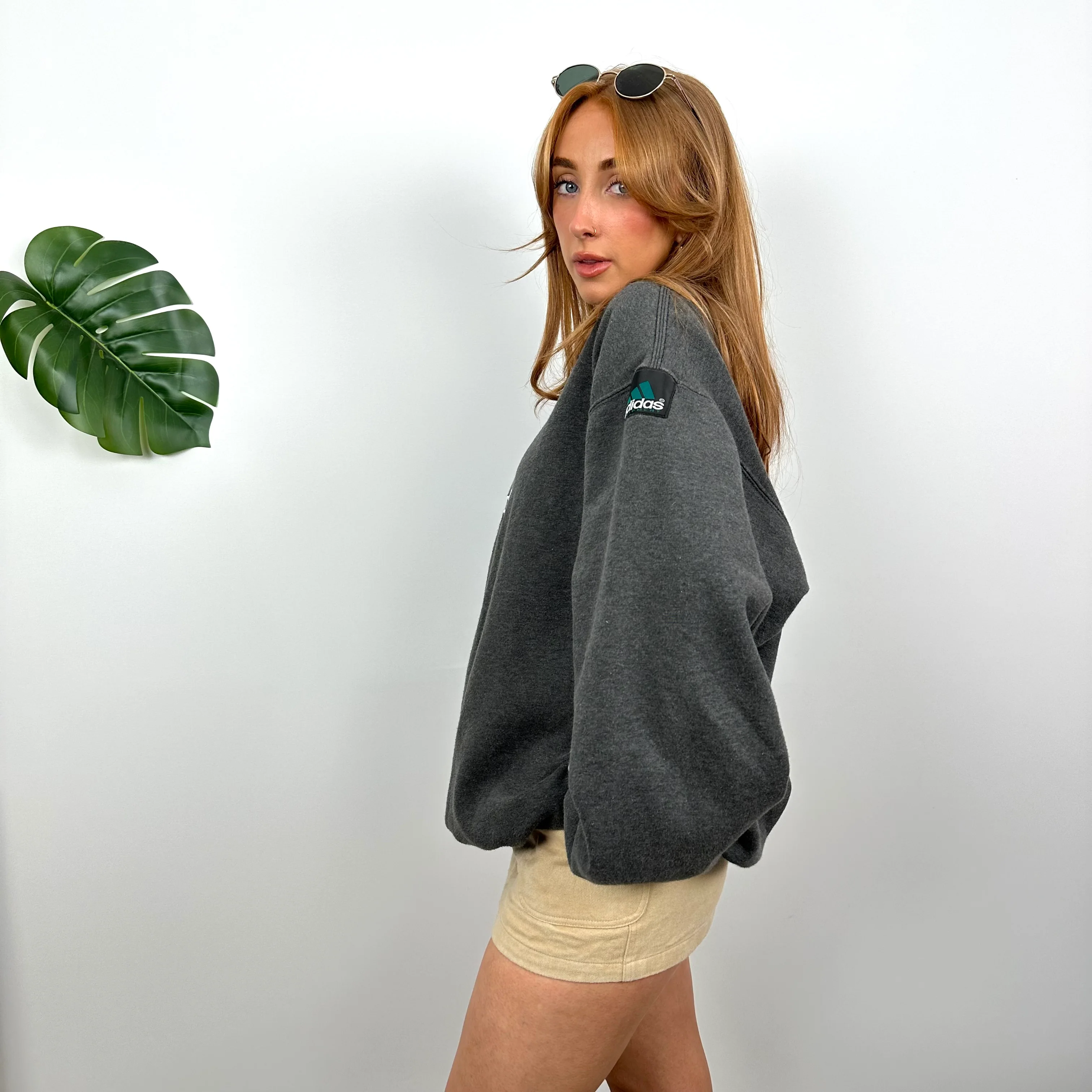 Adidas Equipment RARE Grey Embroidered Spell Out Sweatshirt (L) - Image 4