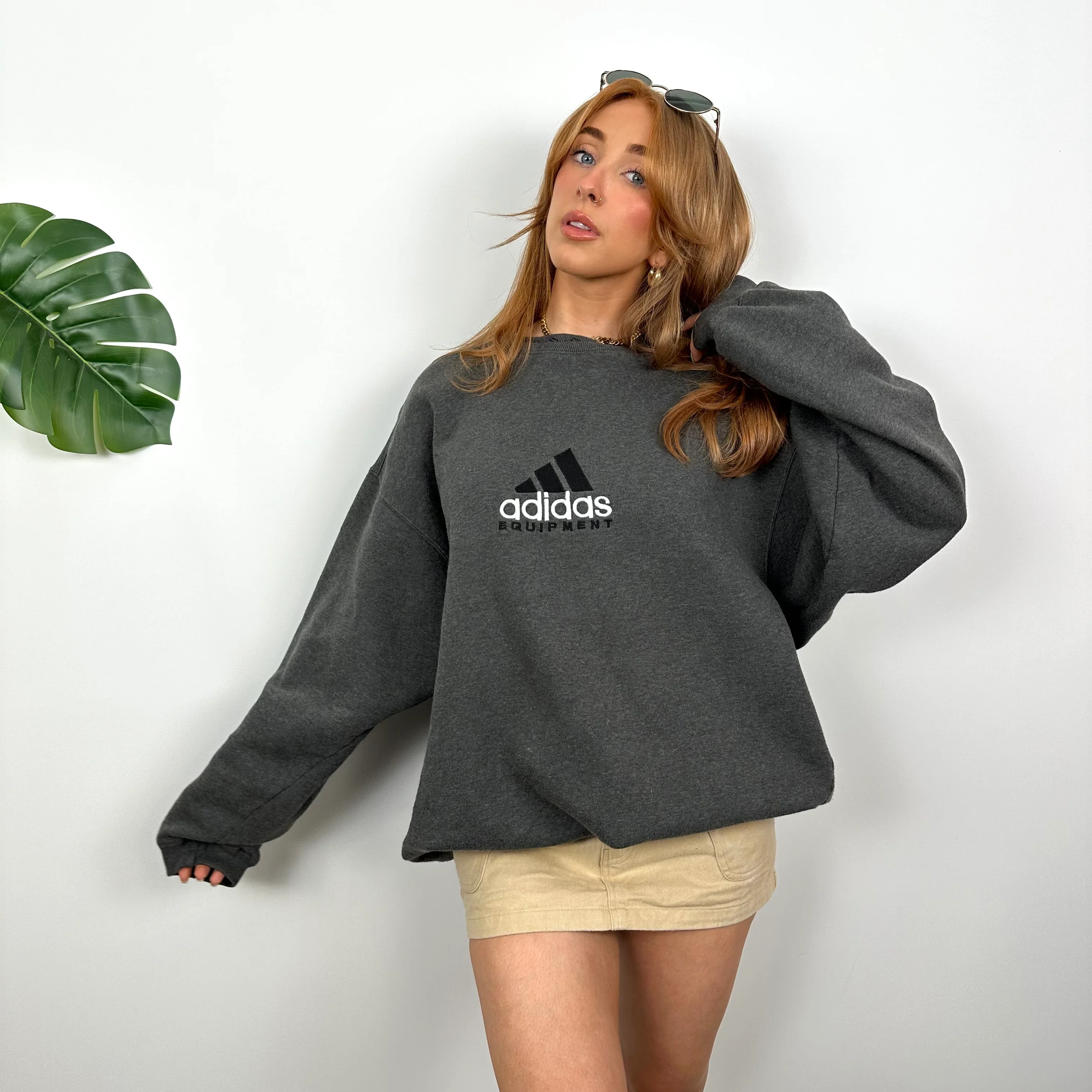 Adidas Equipment RARE Grey Embroidered Spell Out Sweatshirt (L) - Image 7
