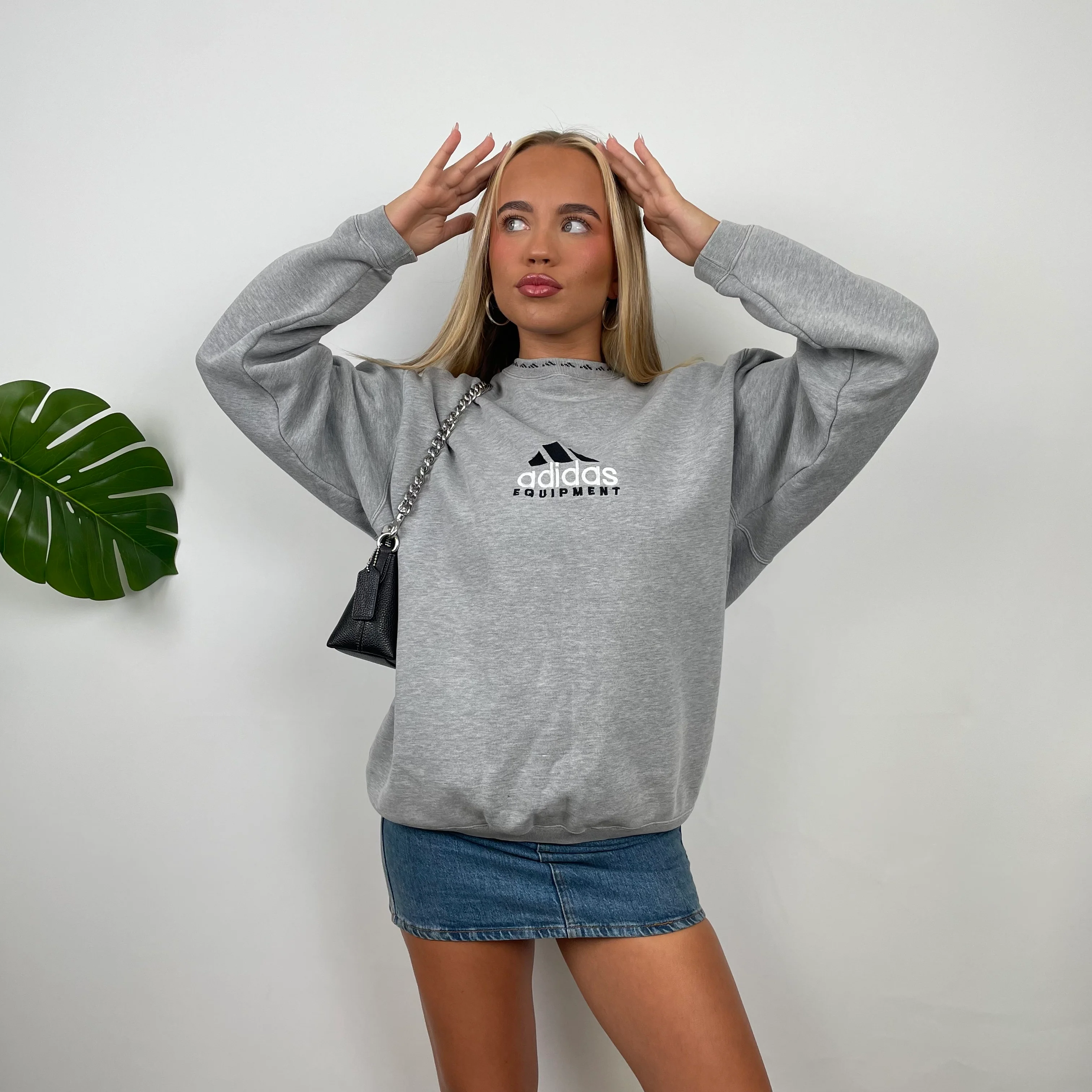 Adidas Equipment RARE Grey Embroidered Spell Out Sweatshirt (M) - Image 3
