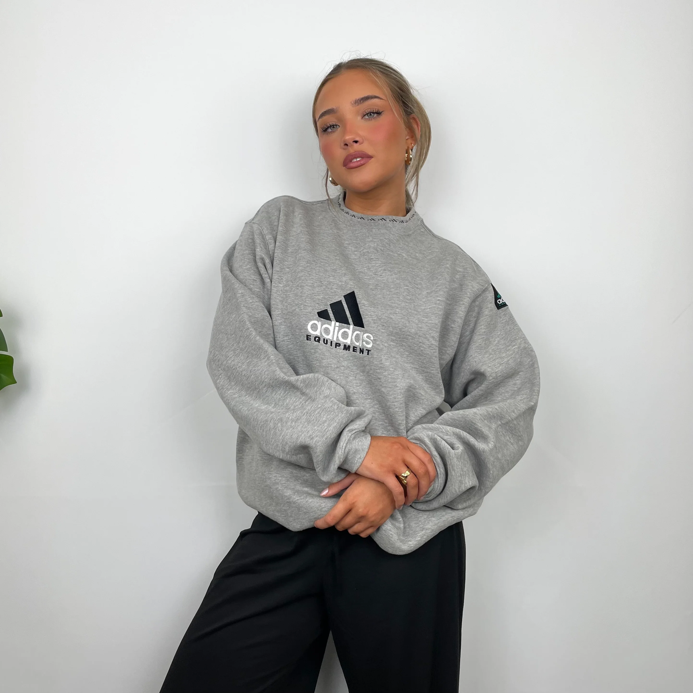 Adidas Equipment RARE Grey Embroidered Spell Out Sweatshirt (L) - Image 2