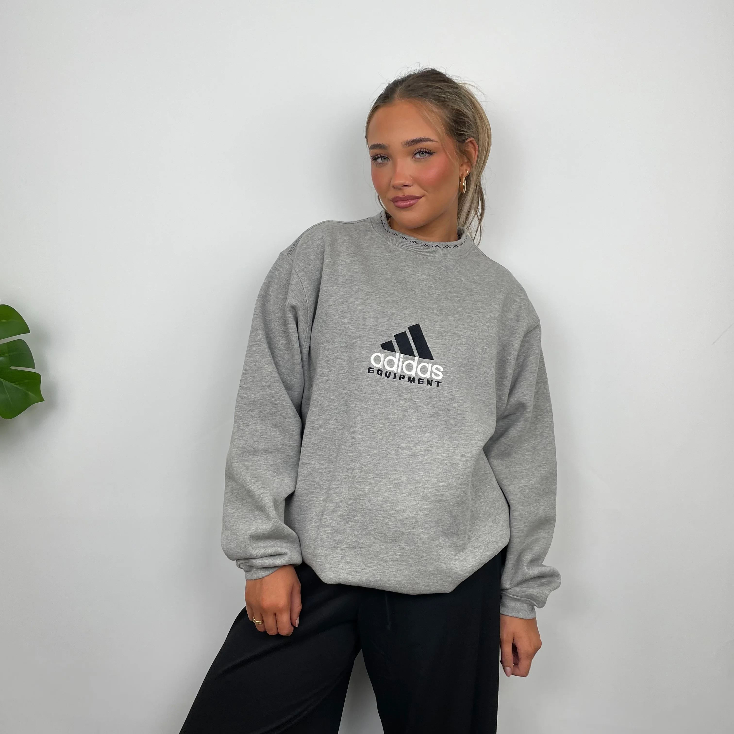 Adidas Equipment RARE Grey Embroidered Spell Out Sweatshirt (L) - Image 6