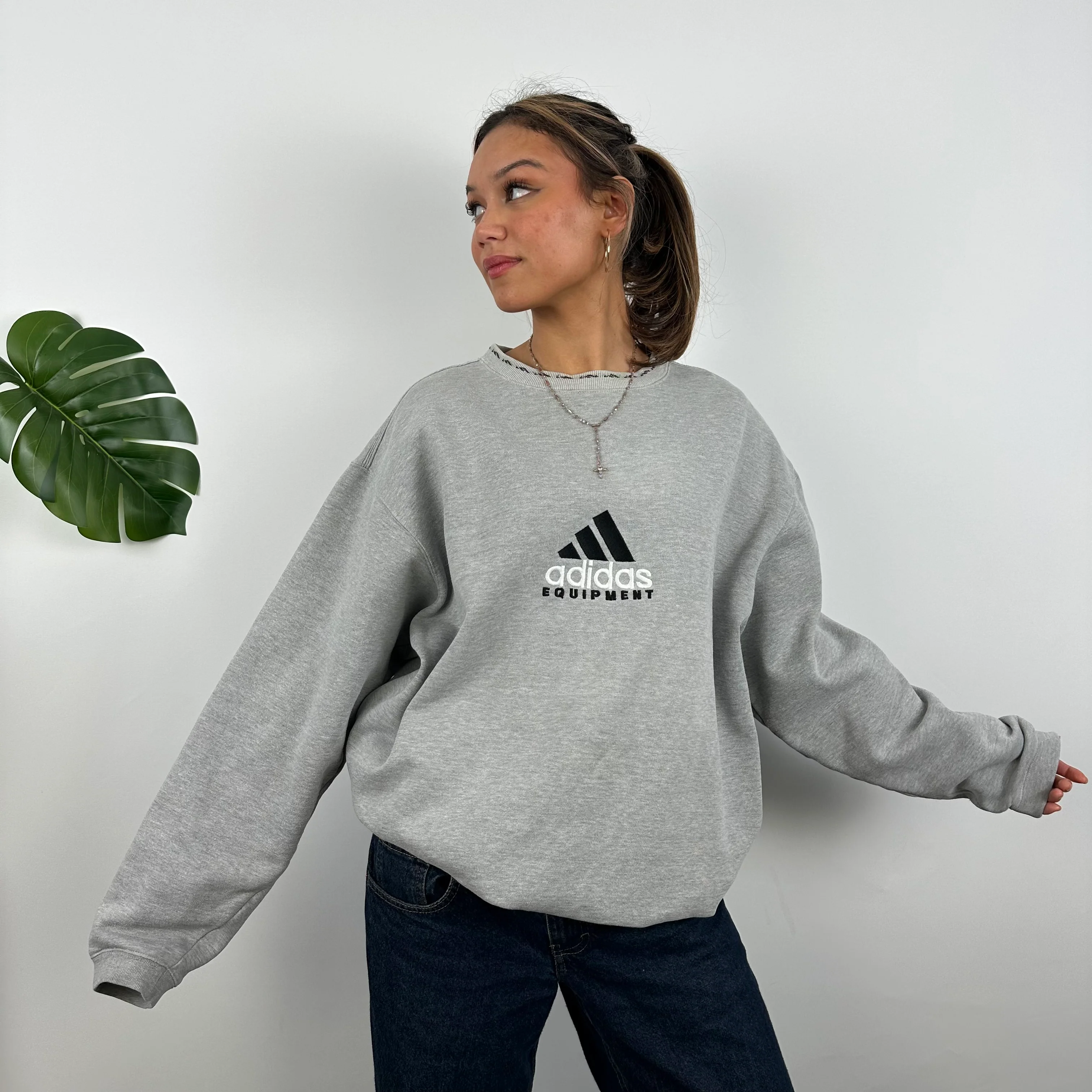 Adidas Equipment RARE Grey Embroidered Spell Out Sweatshirt (L) - Image 3