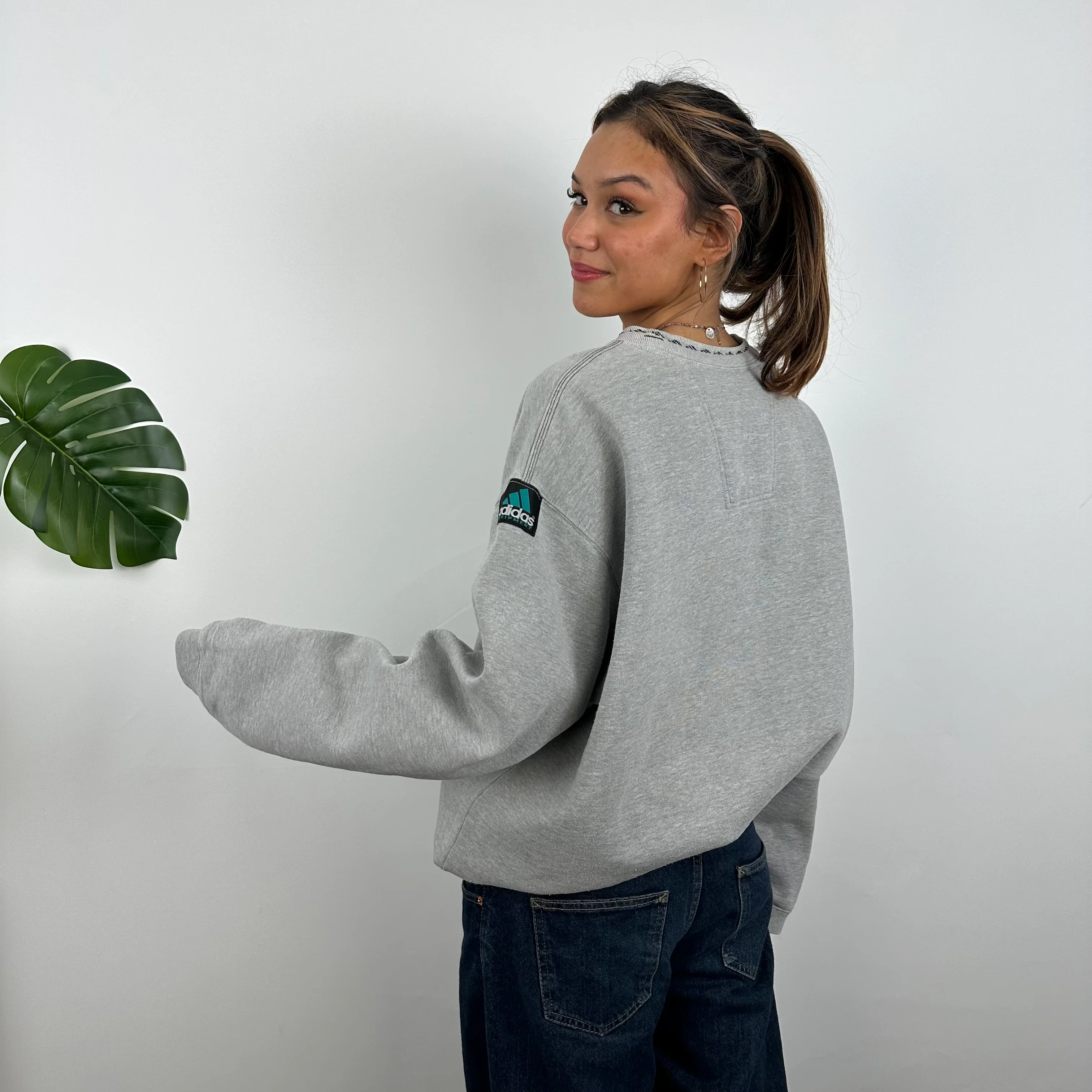 Adidas Equipment RARE Grey Embroidered Spell Out Sweatshirt (L) - Image 4