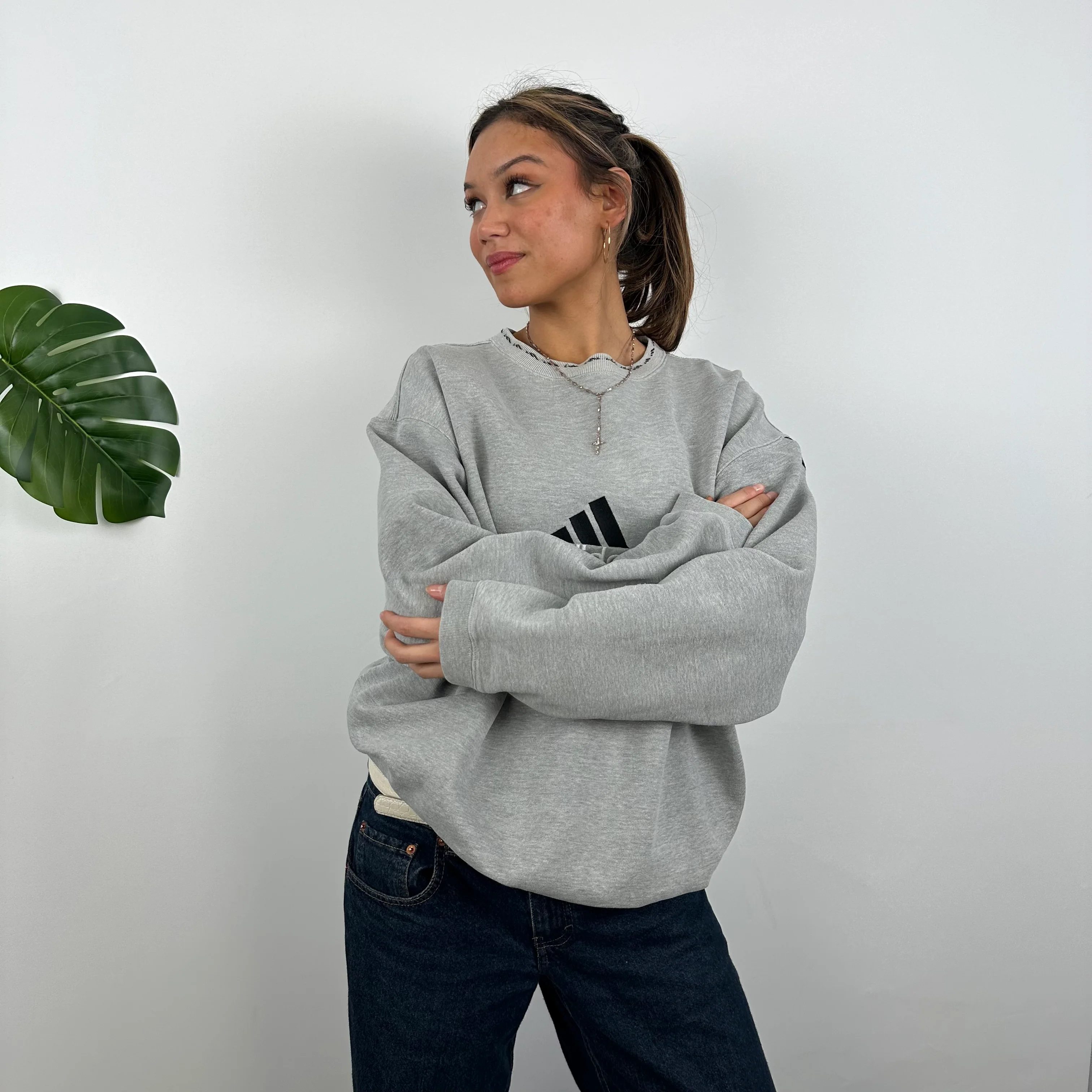 Adidas Equipment RARE Grey Embroidered Spell Out Sweatshirt (L) - Image 5