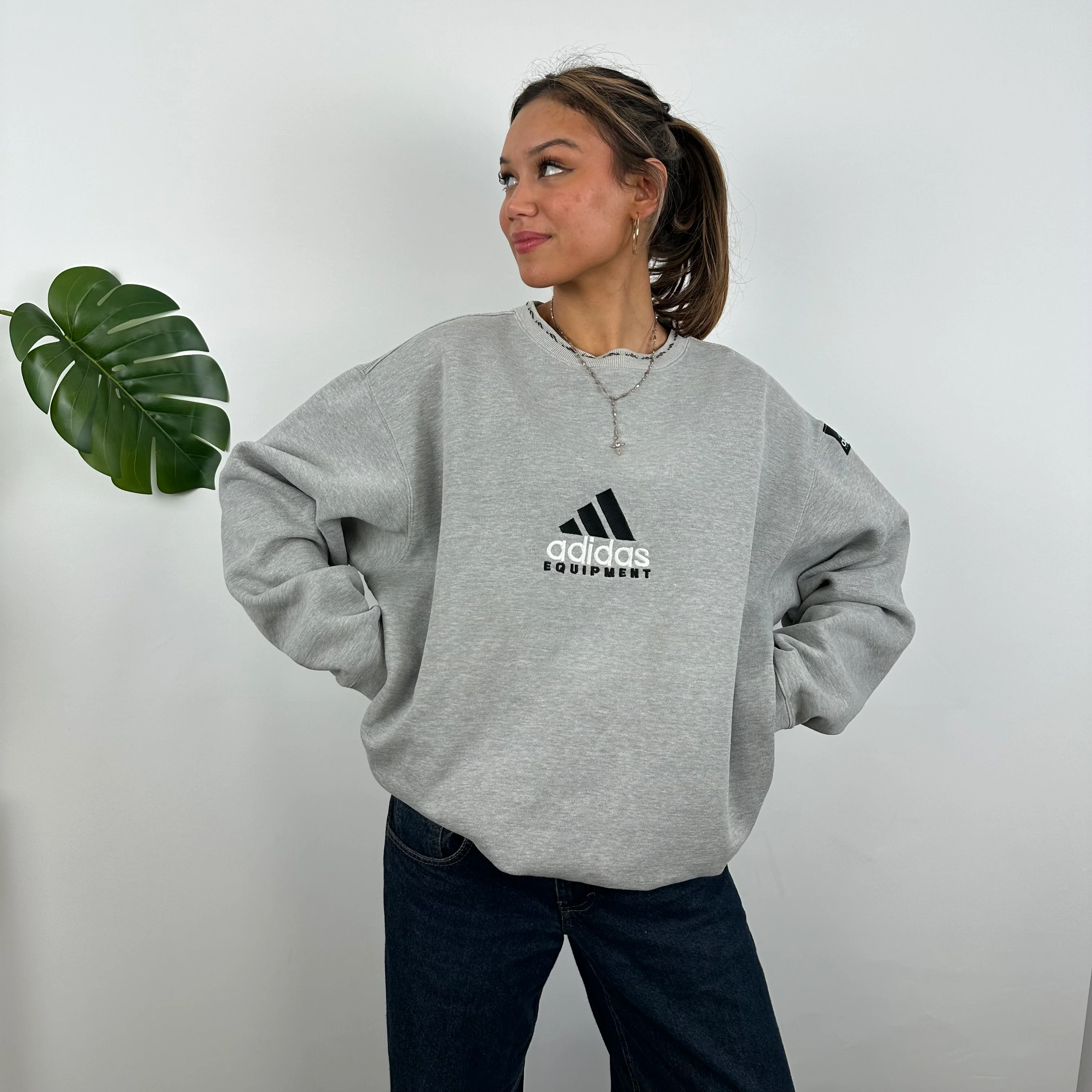 Adidas Equipment RARE Grey Embroidered Spell Out Sweatshirt (L) - Image 7