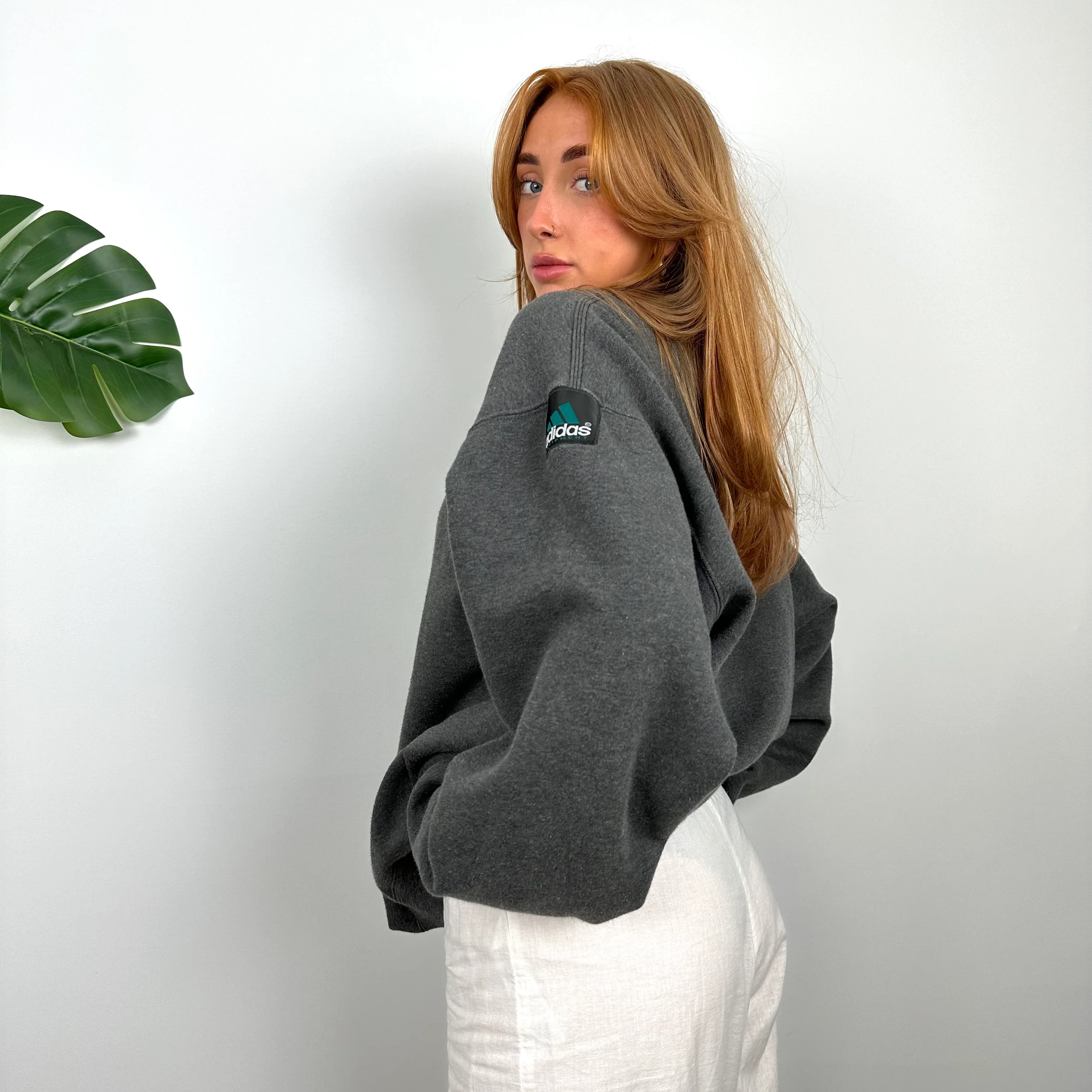 Adidas Equipment RARE Grey Embroidered Spell Out Sweatshirt (L) - Image 4