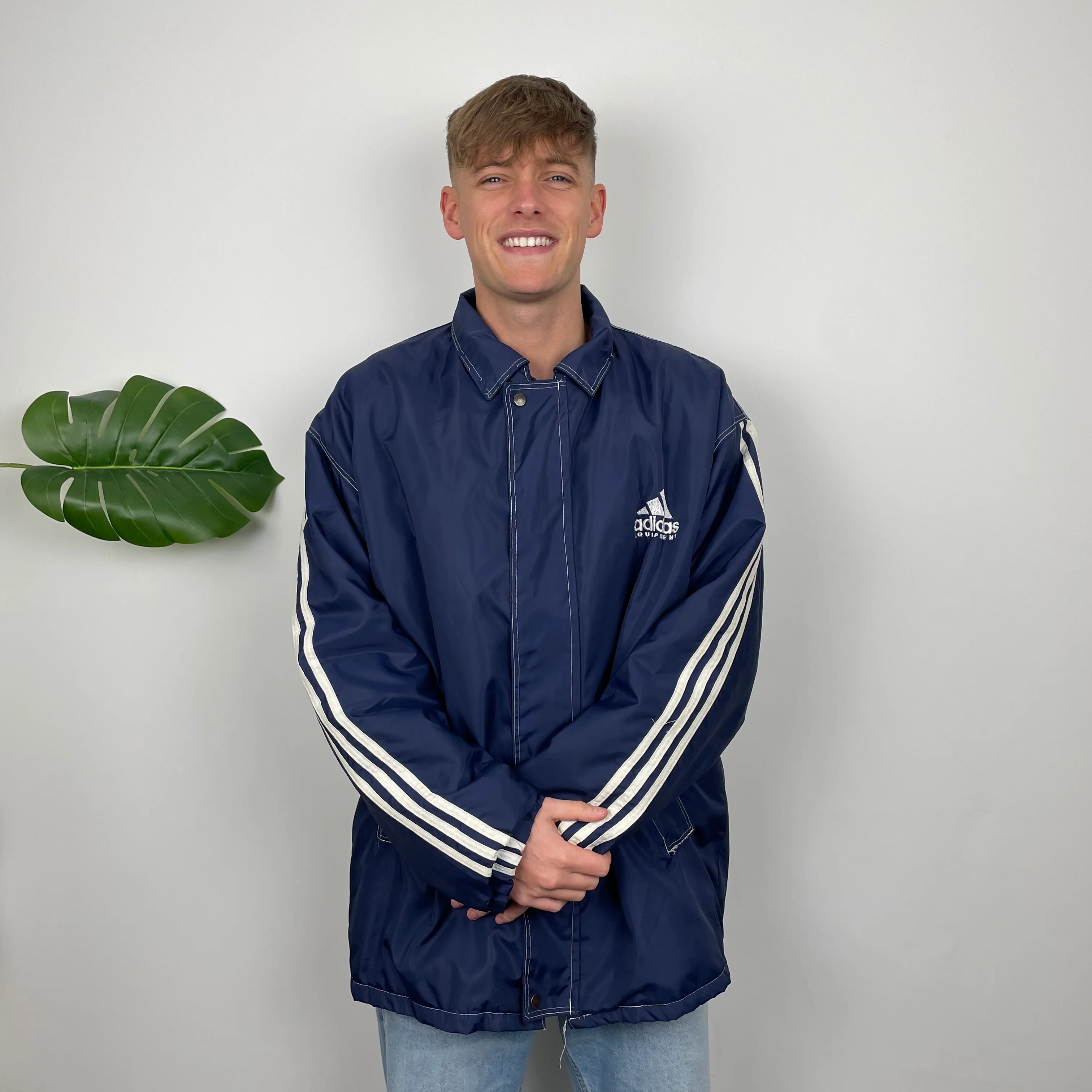 Adidas Equipment RARE Navy Embroidered Spell Out Padded Jacket (XXL) - Image 3