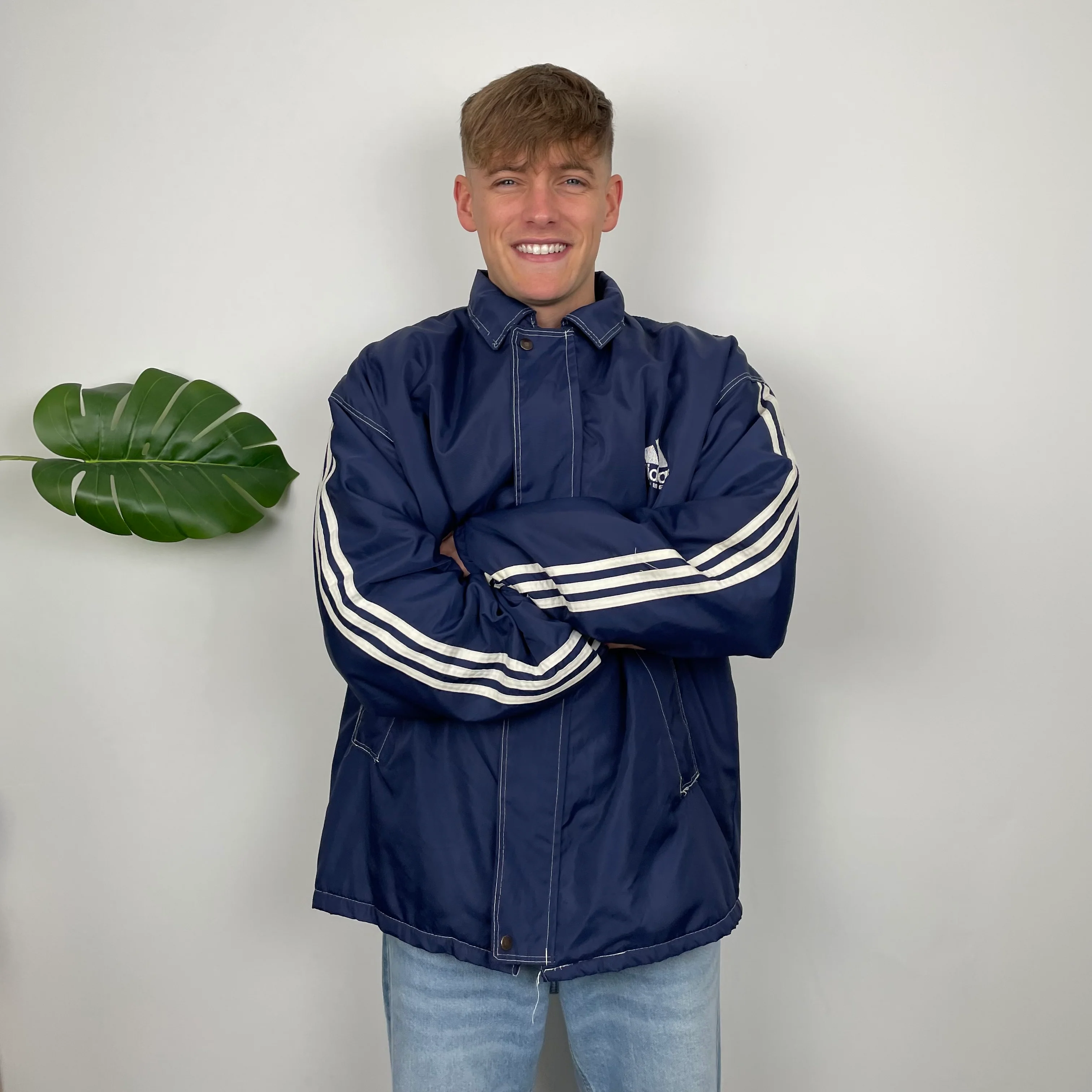 Adidas Equipment RARE Navy Embroidered Spell Out Padded Jacket (XXL) - Image 4