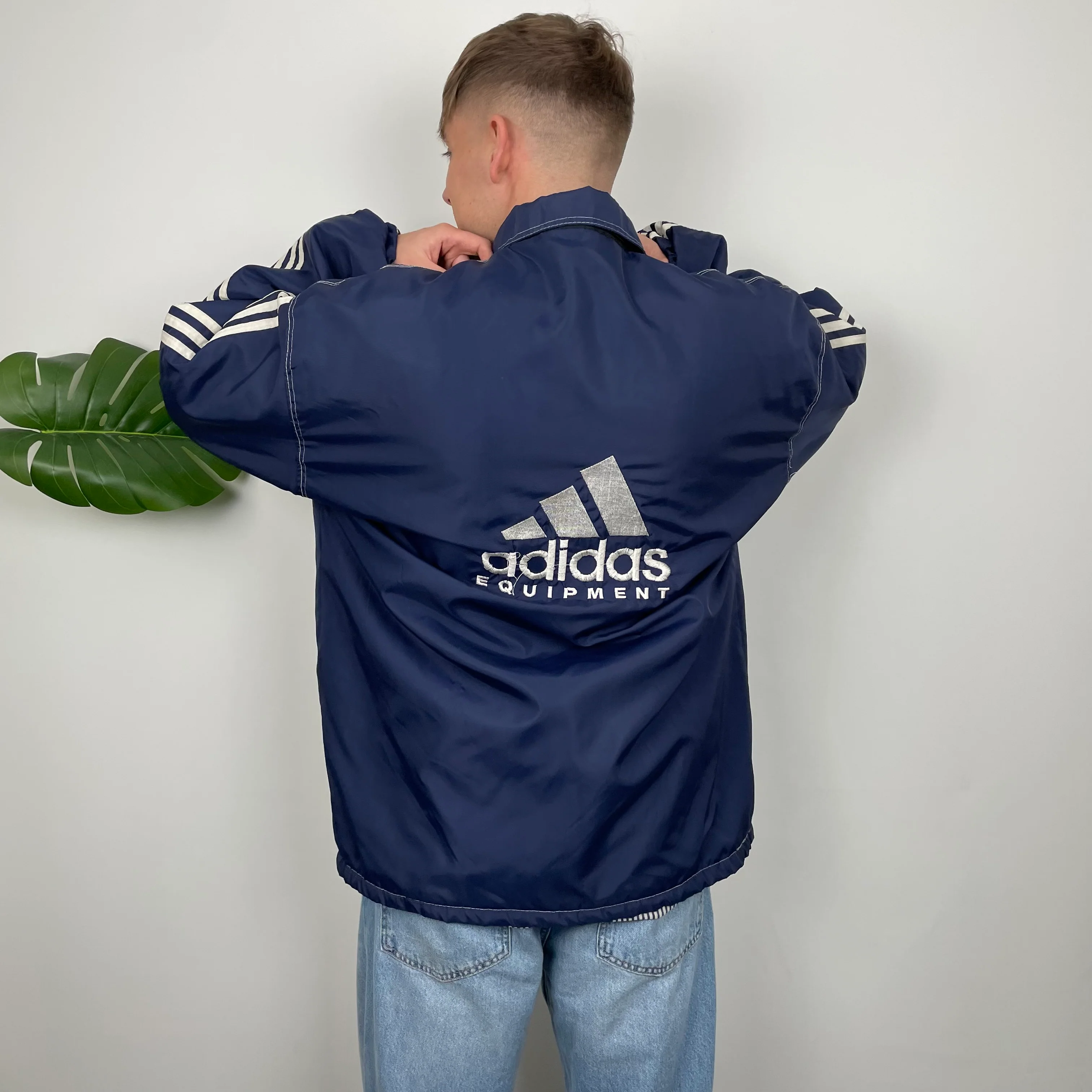 Adidas Equipment RARE Navy Embroidered Spell Out Padded Jacket (XXL) - Image 5