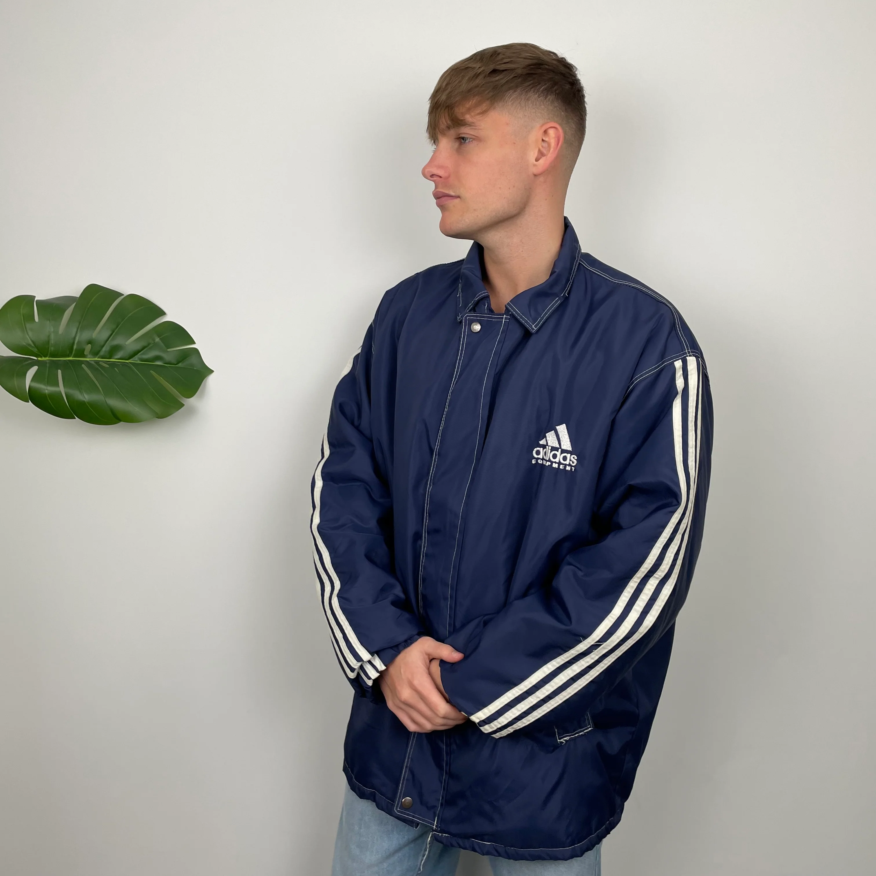 Adidas Equipment RARE Navy Embroidered Spell Out Padded Jacket (XXL) - Image 6
