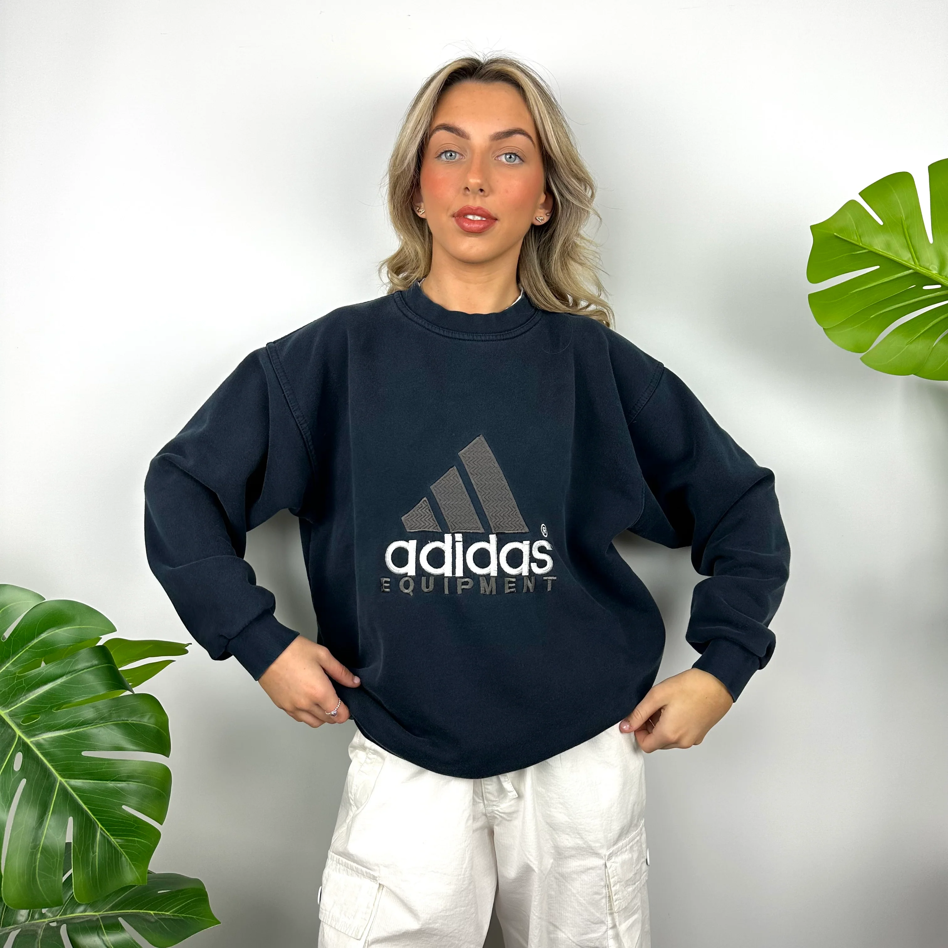 Adidas Equipment RARE Navy Embroidered Spell Out Sweatshirt (L) - Image 2