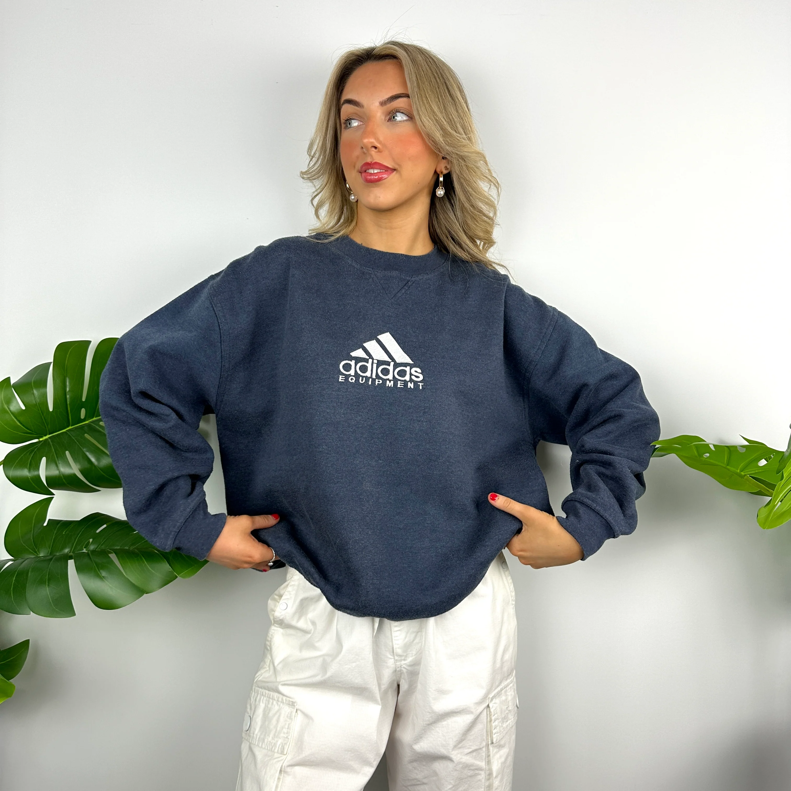 Adidas Equipment RARE Navy Embroidered Spell Out Sweatshirt (M) - Image 6