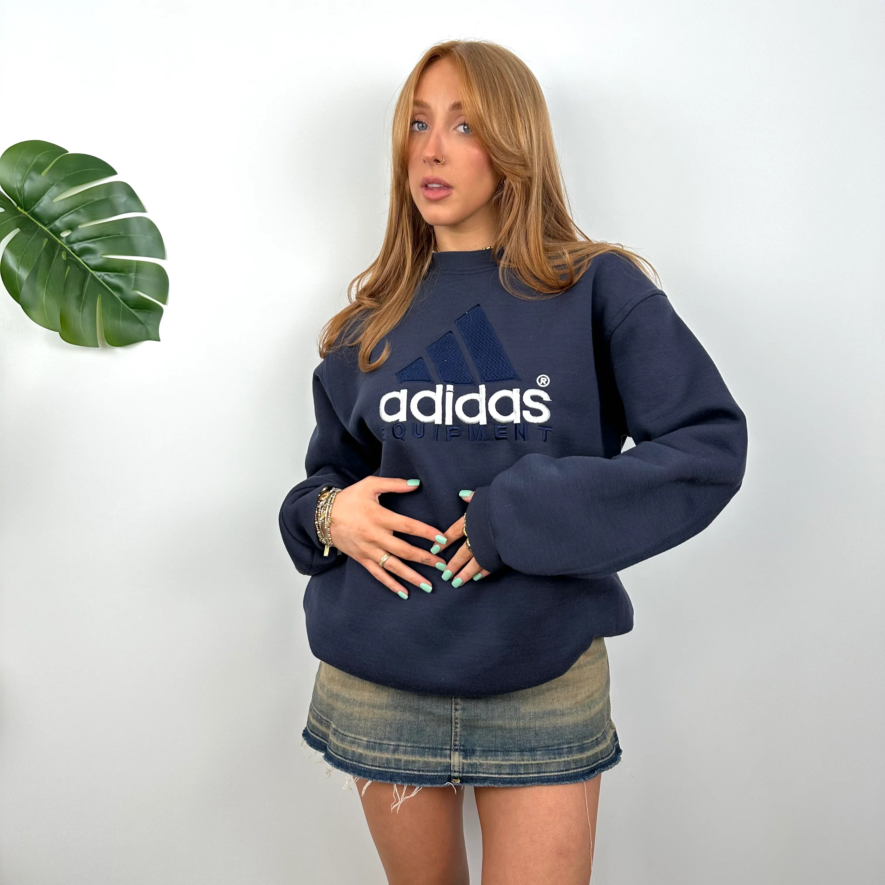 Adidas Equipment RARE Navy Embroidered Spell Out Sweatshirt (L) - Image 2