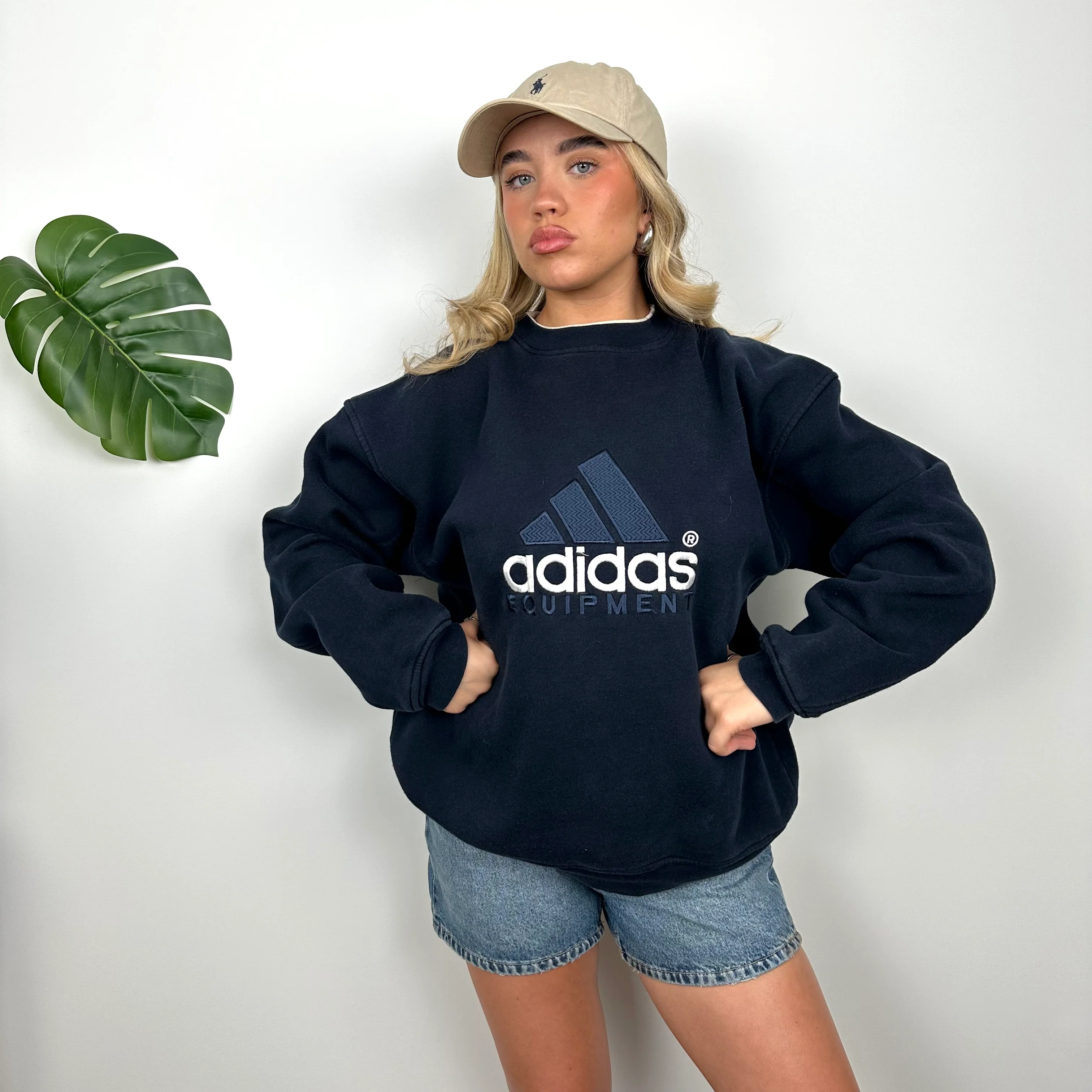 Adidas Equipment RARE Navy Embroidered Spell Out Sweatshirt (S) - Image 4