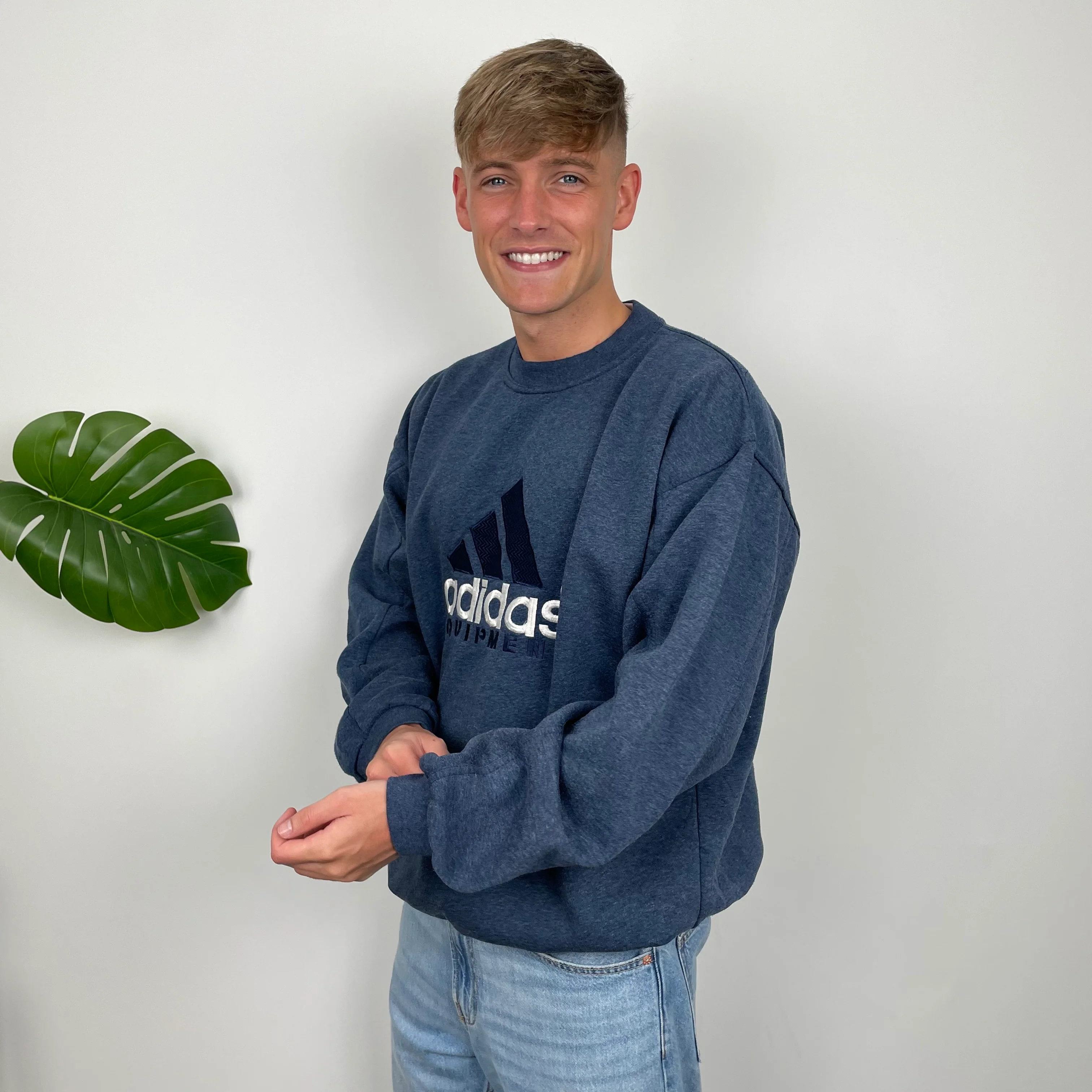 Adidas Equipment RARE Navy Embroidered Spell Out Sweatshirt (XL) - Image 2