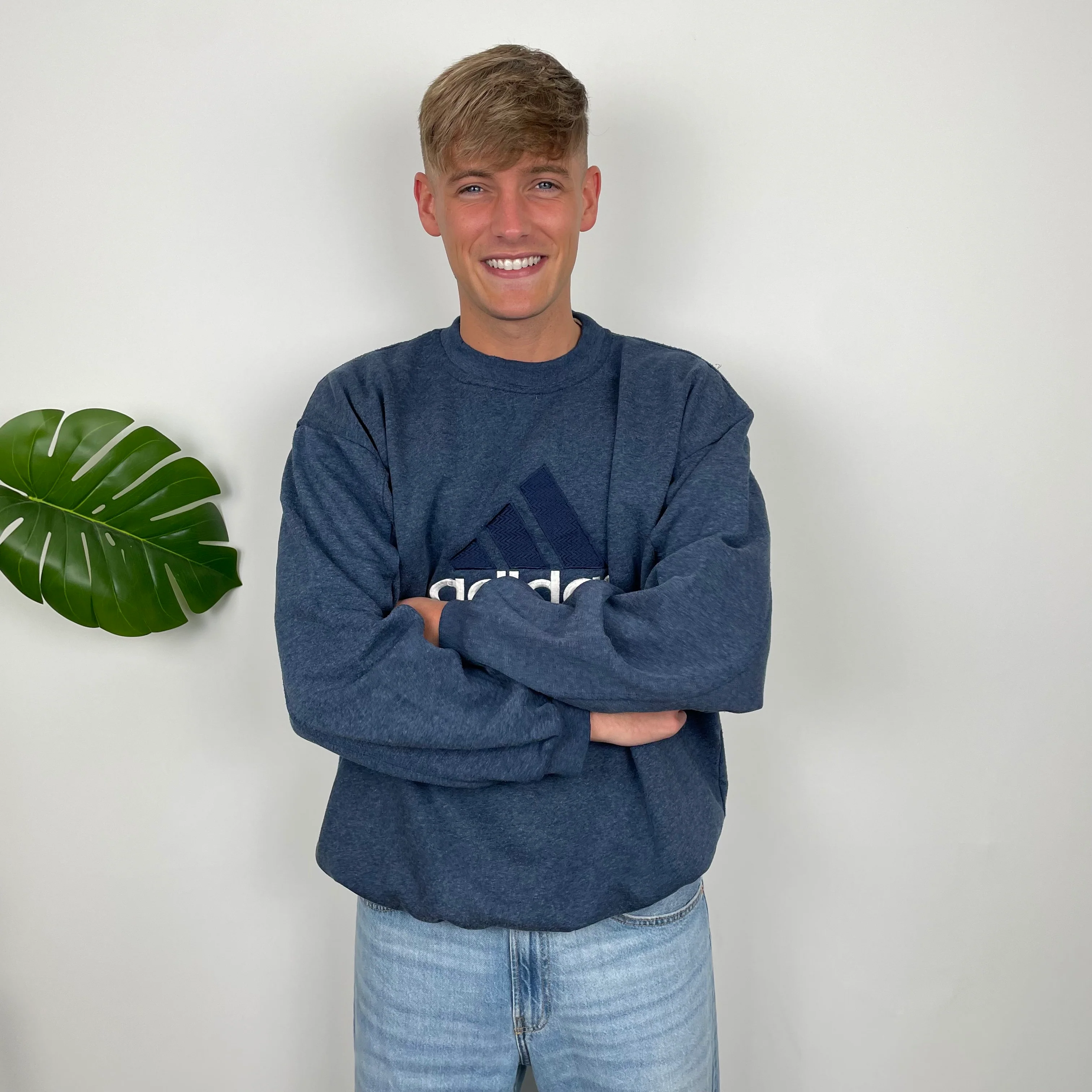 Adidas Equipment RARE Navy Embroidered Spell Out Sweatshirt (XL) - Image 4