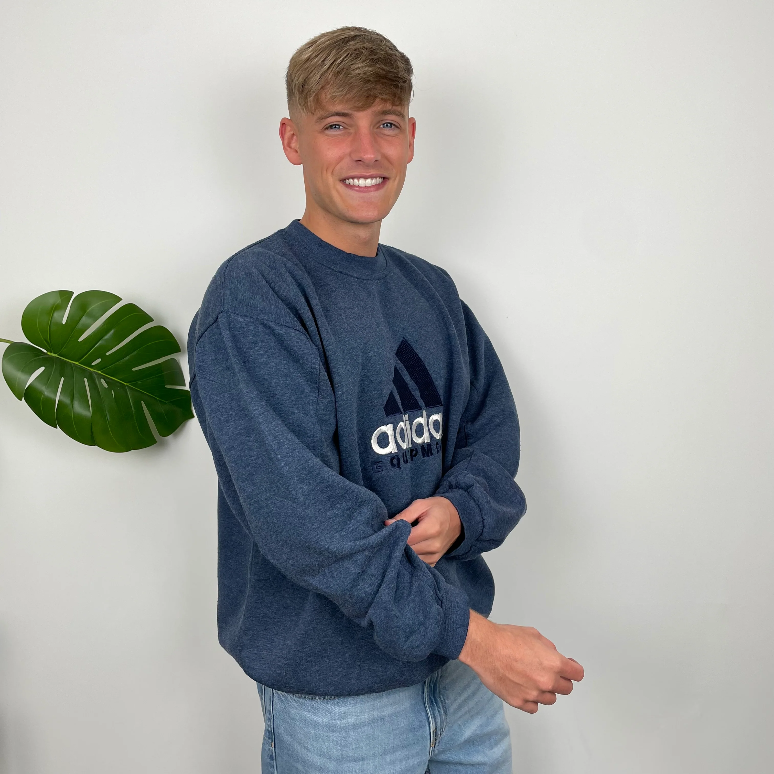Adidas Equipment RARE Navy Embroidered Spell Out Sweatshirt (XL) - Image 5