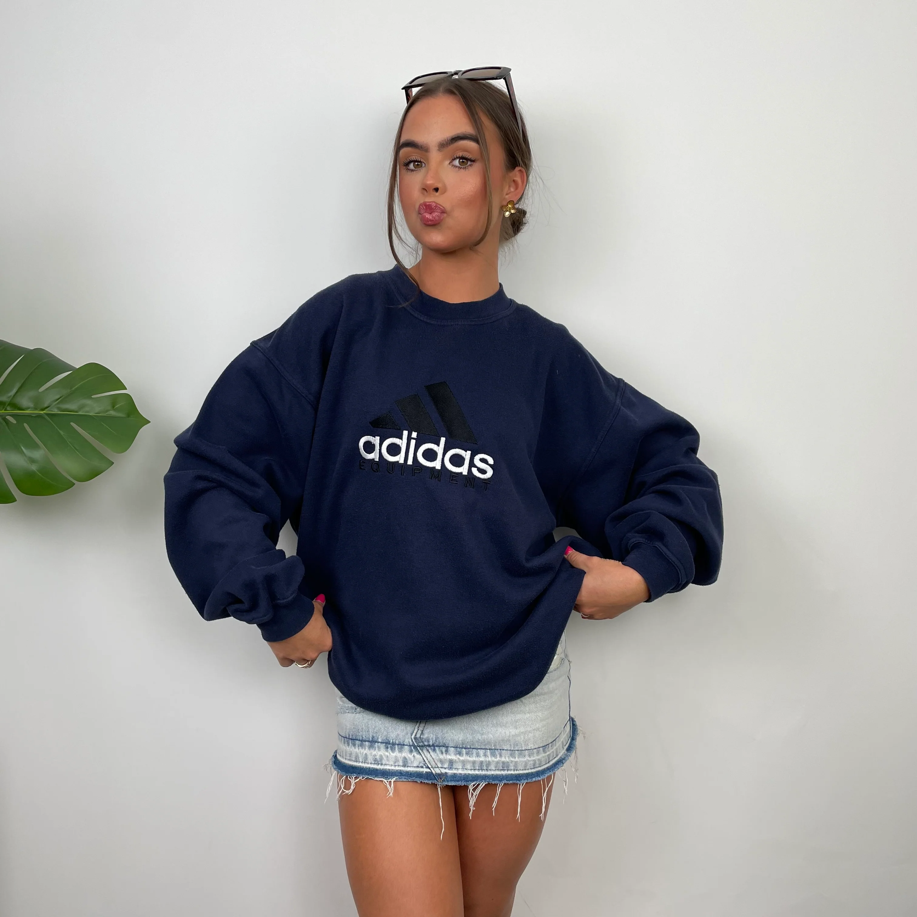Adidas Equipment RARE Navy Embroidered Spell Out Sweatshirt (L) - Image 3