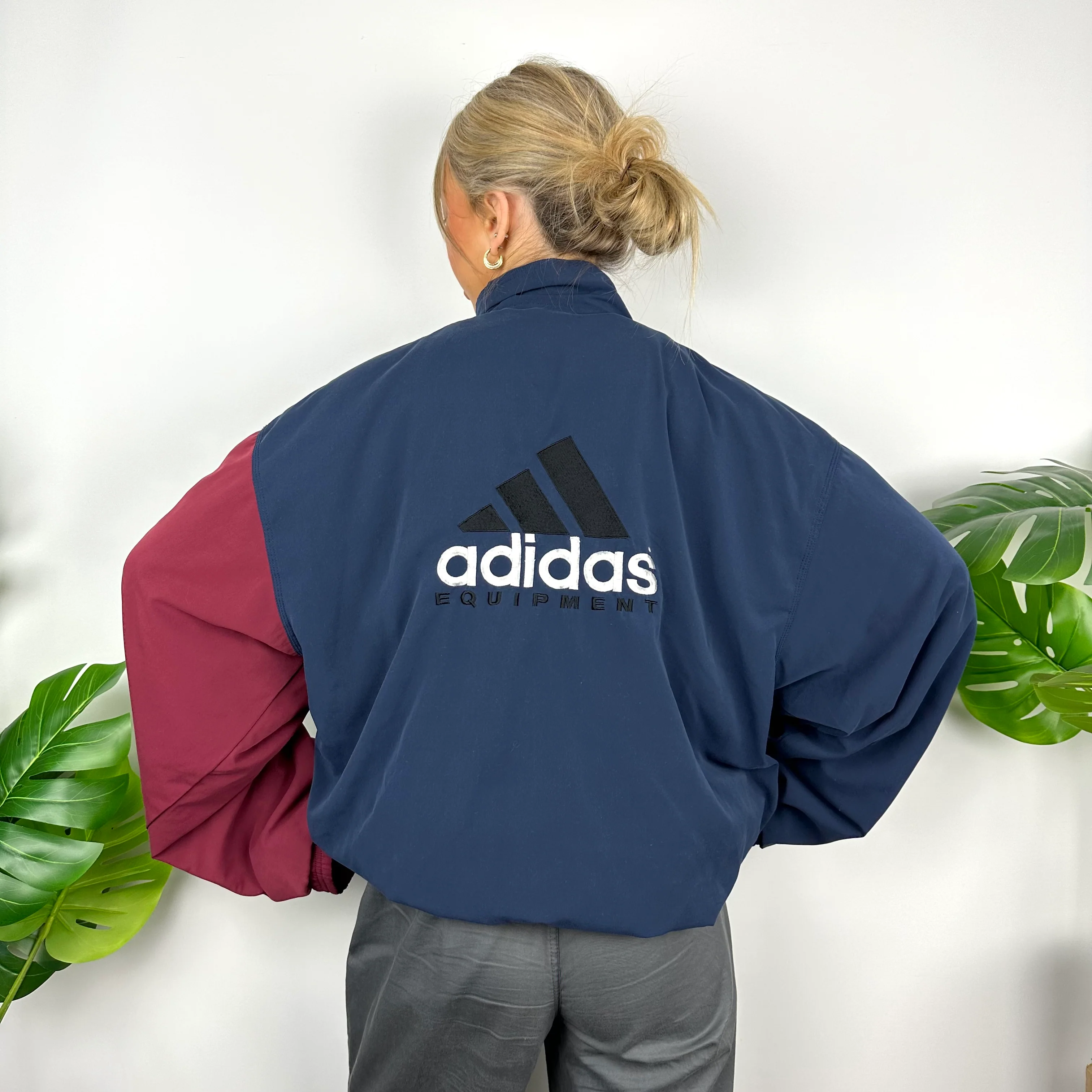 Adidas Equipment RARE Navy & Maroon Embroidered Spell Out Padded Jacket (XL) - Image 3