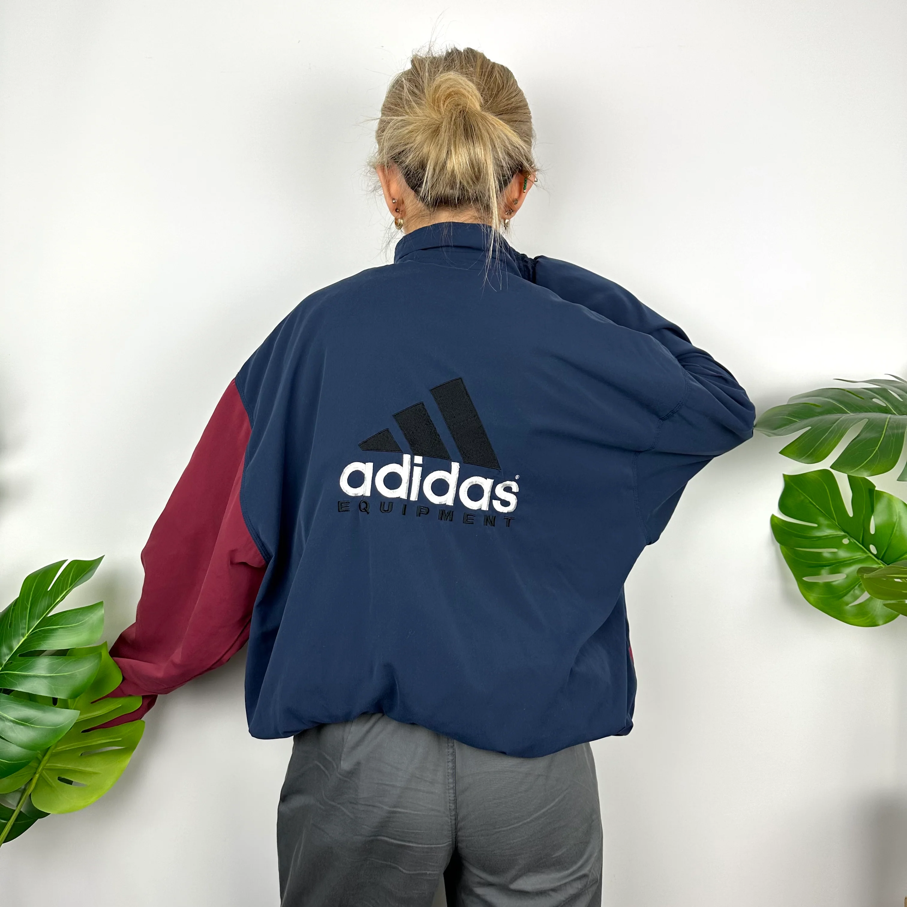 Adidas Equipment RARE Navy & Maroon Embroidered Spell Out Padded Jacket (XL) - Image 5