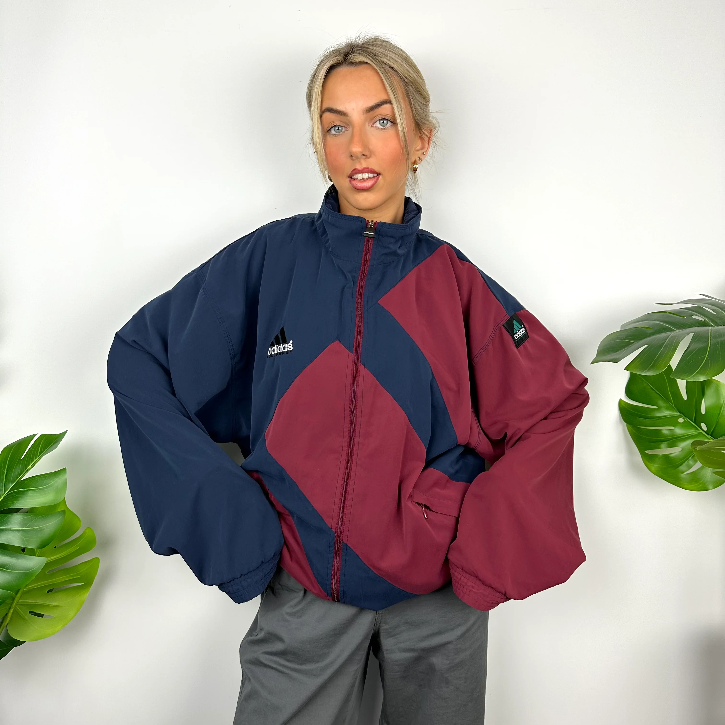 Adidas Equipment RARE Navy & Maroon Embroidered Spell Out Padded Jacket (XL) - Image 7