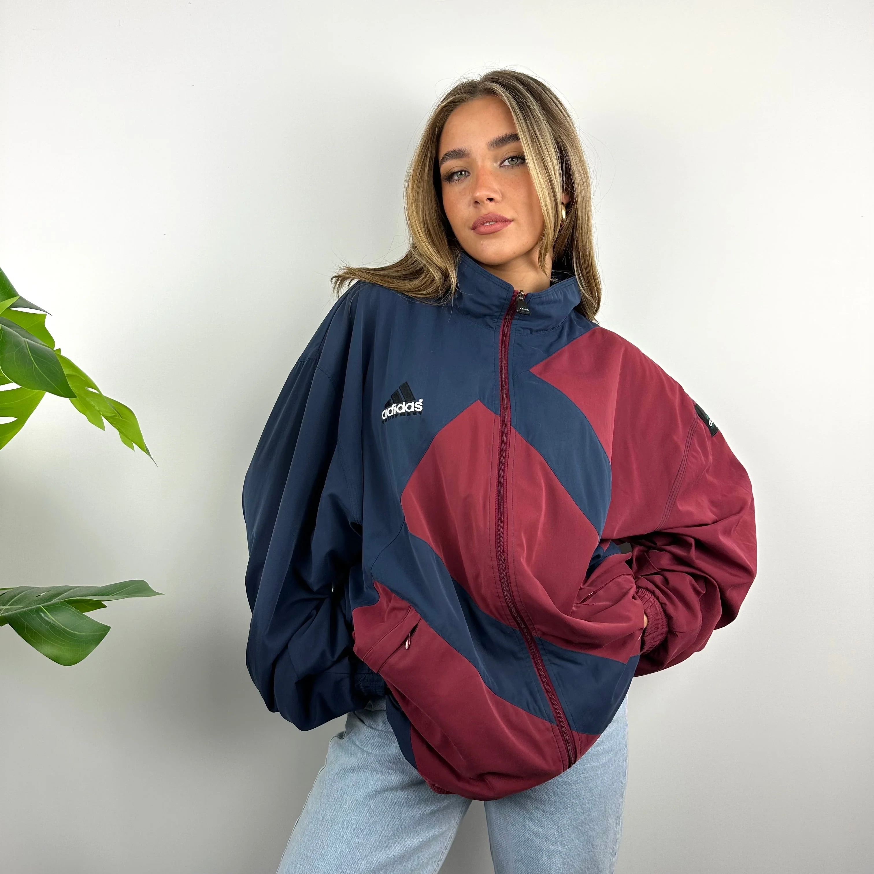 Adidas Equipment RARE Navy & Maroon Embroidered Spell Out Padded Jacket (L) - Image 4