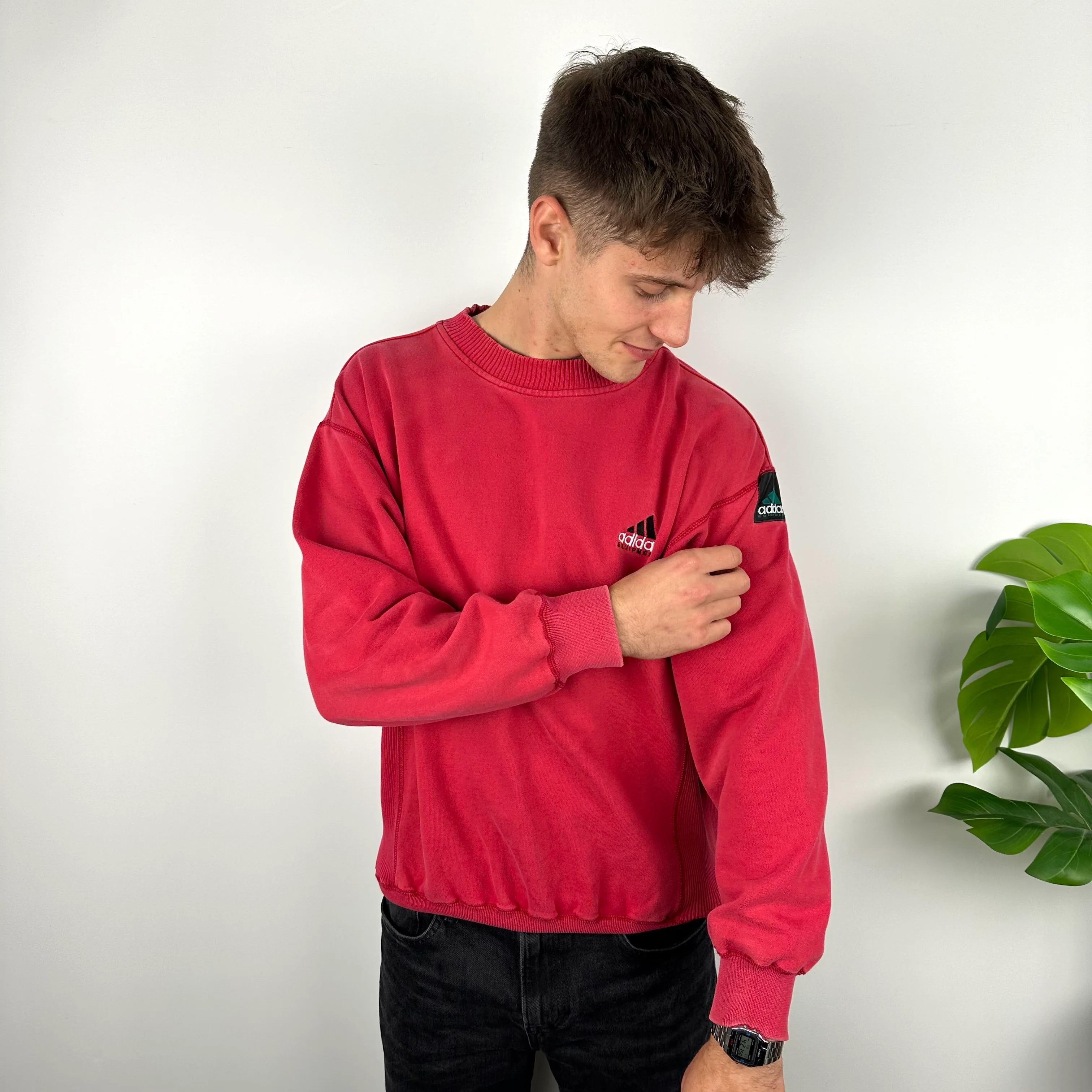 Adidas Equipment RARE Red Embroidered Spell Out Sweatshirt (M) - Image 3